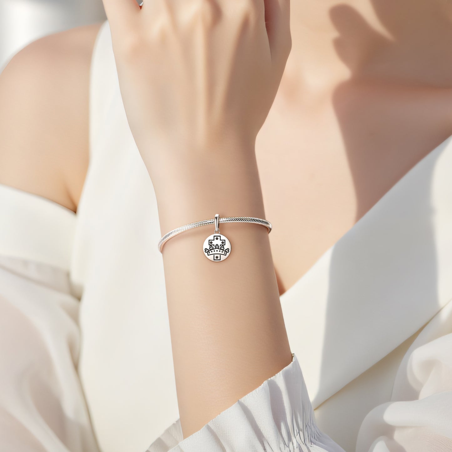 The Crown and The Cross Templar Symbols Pendant Dangle Charm
