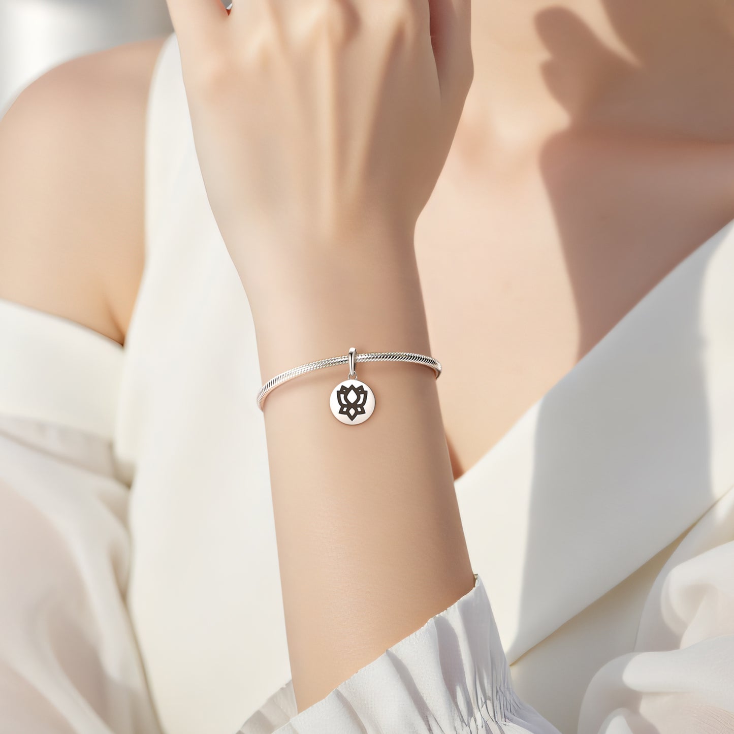 Padme – Lotus Ashtamangala Symbols Pendant Dangle Charm