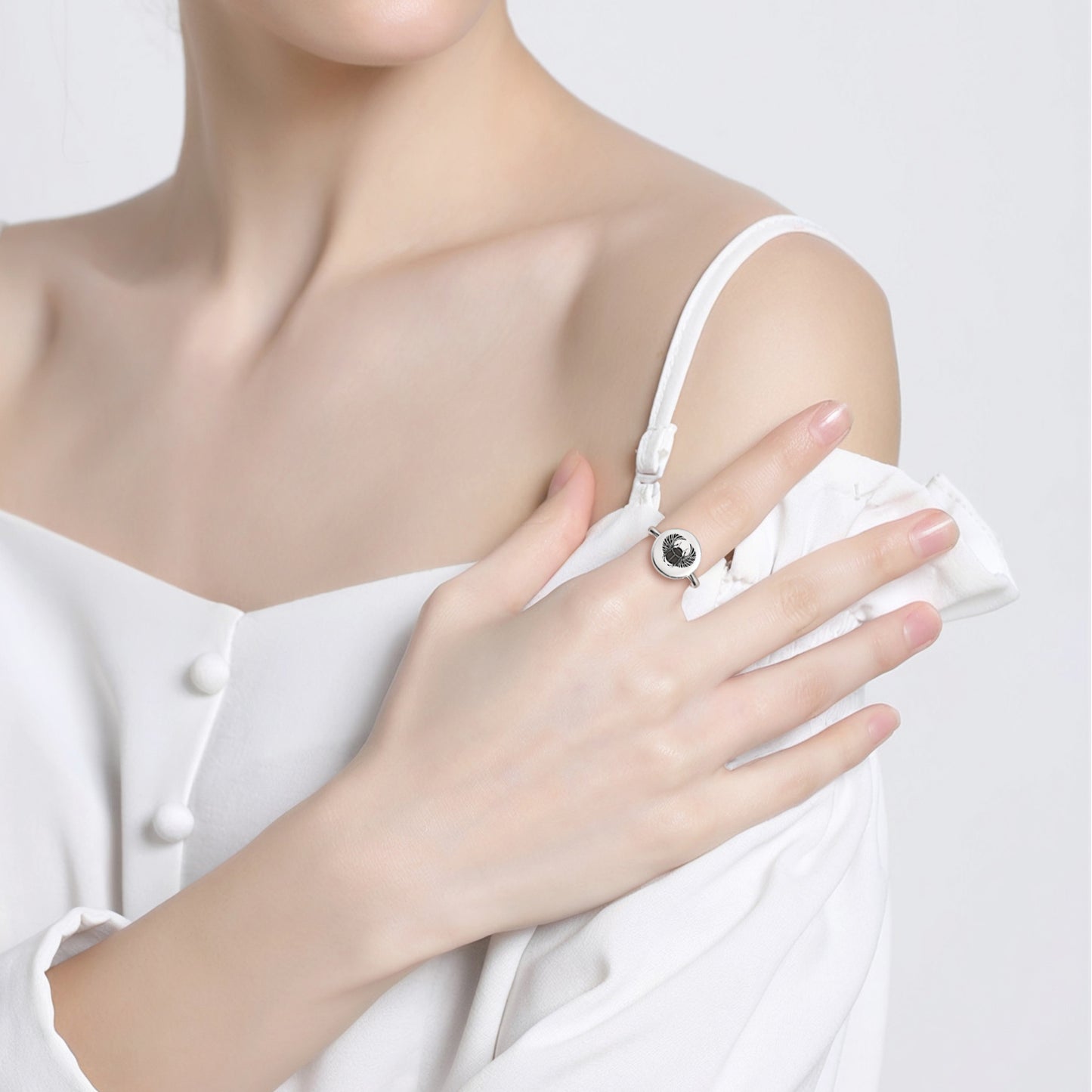 Scarab Adjustable Open Ring