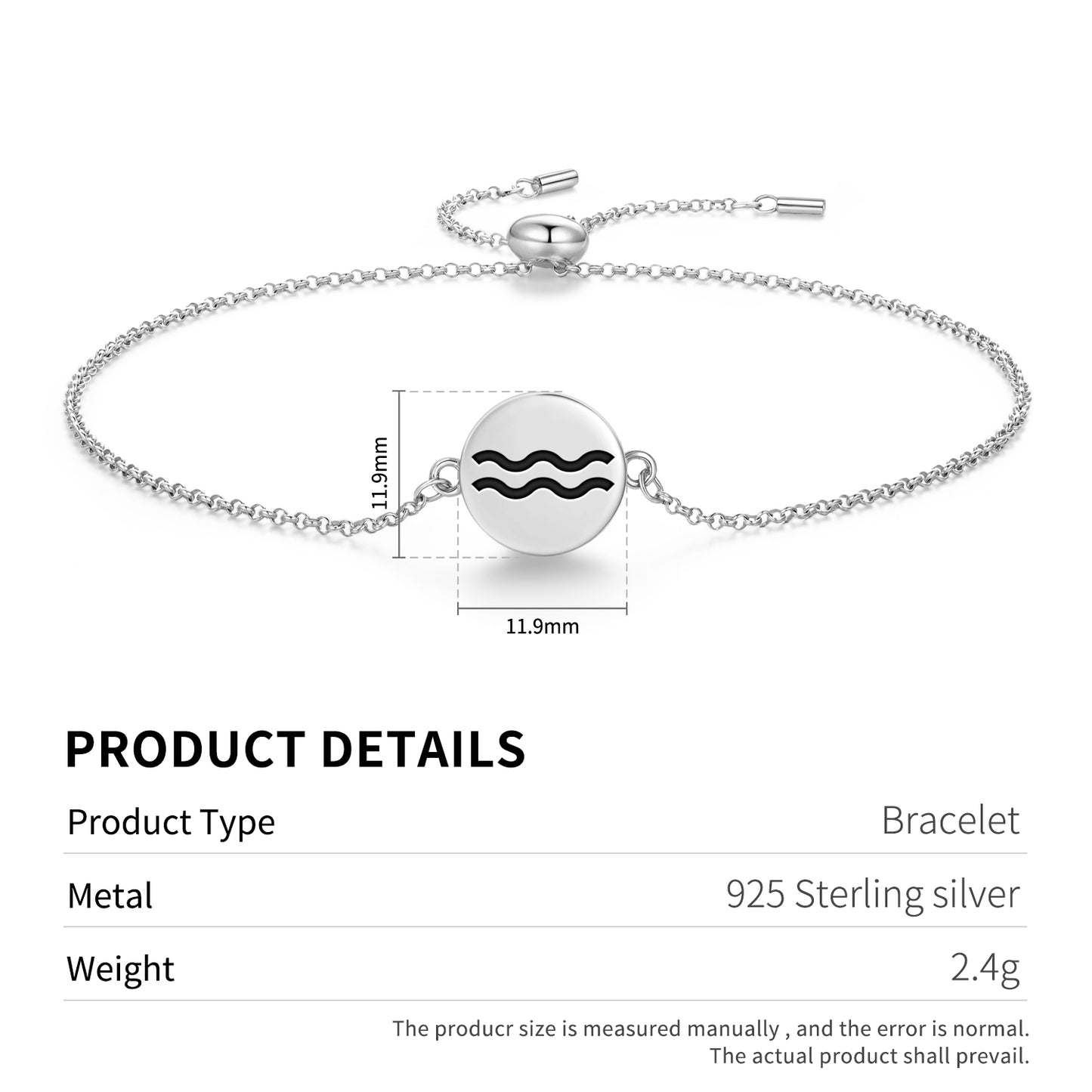 Aquarius Astrology Symbols Adjustable Bracelet