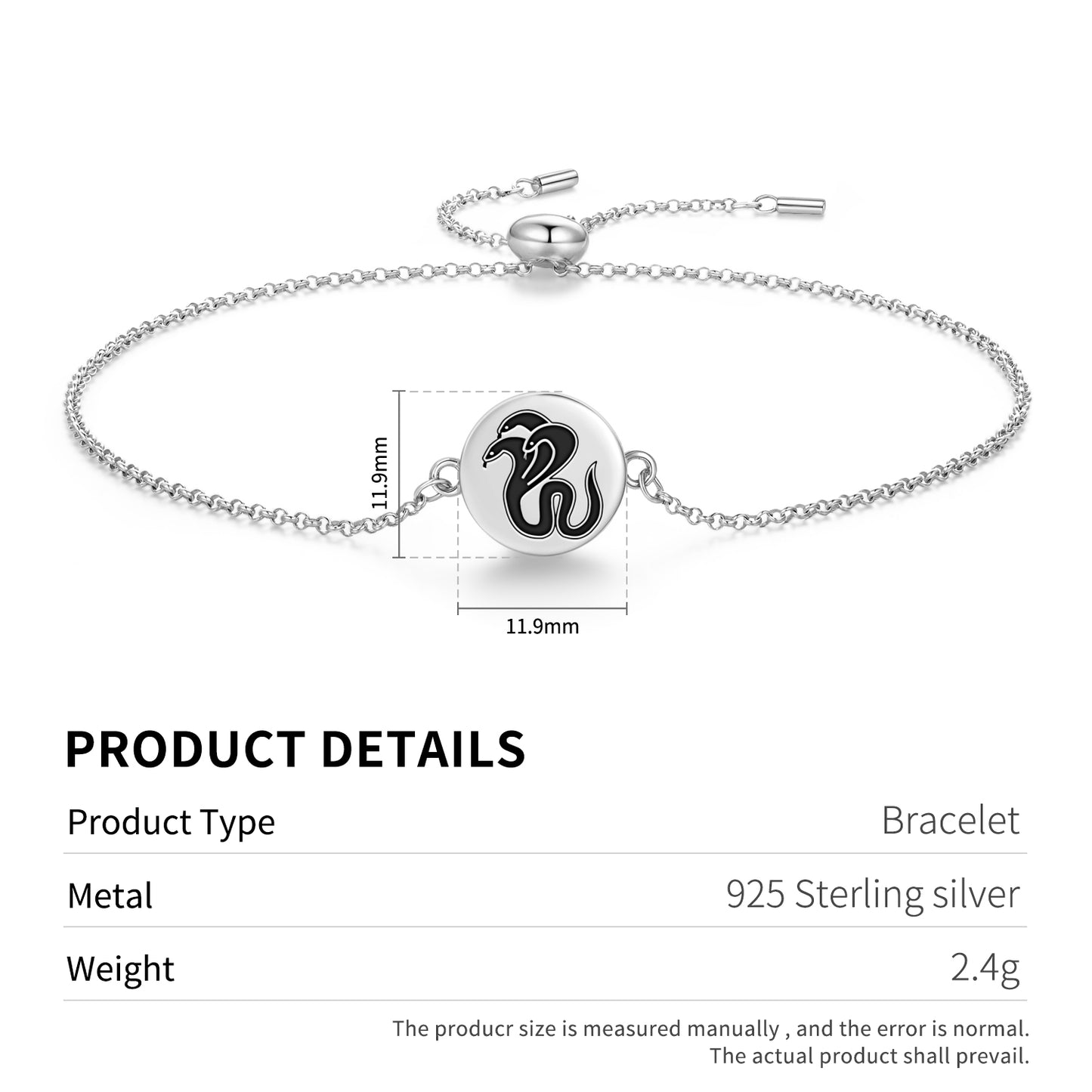Three headed snake  Adjustable Bracelet