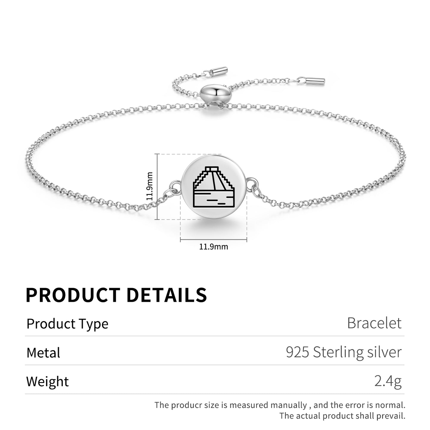 Templo de Kukulkán El Castillo Mayan Symbols Adjustable Bracelet