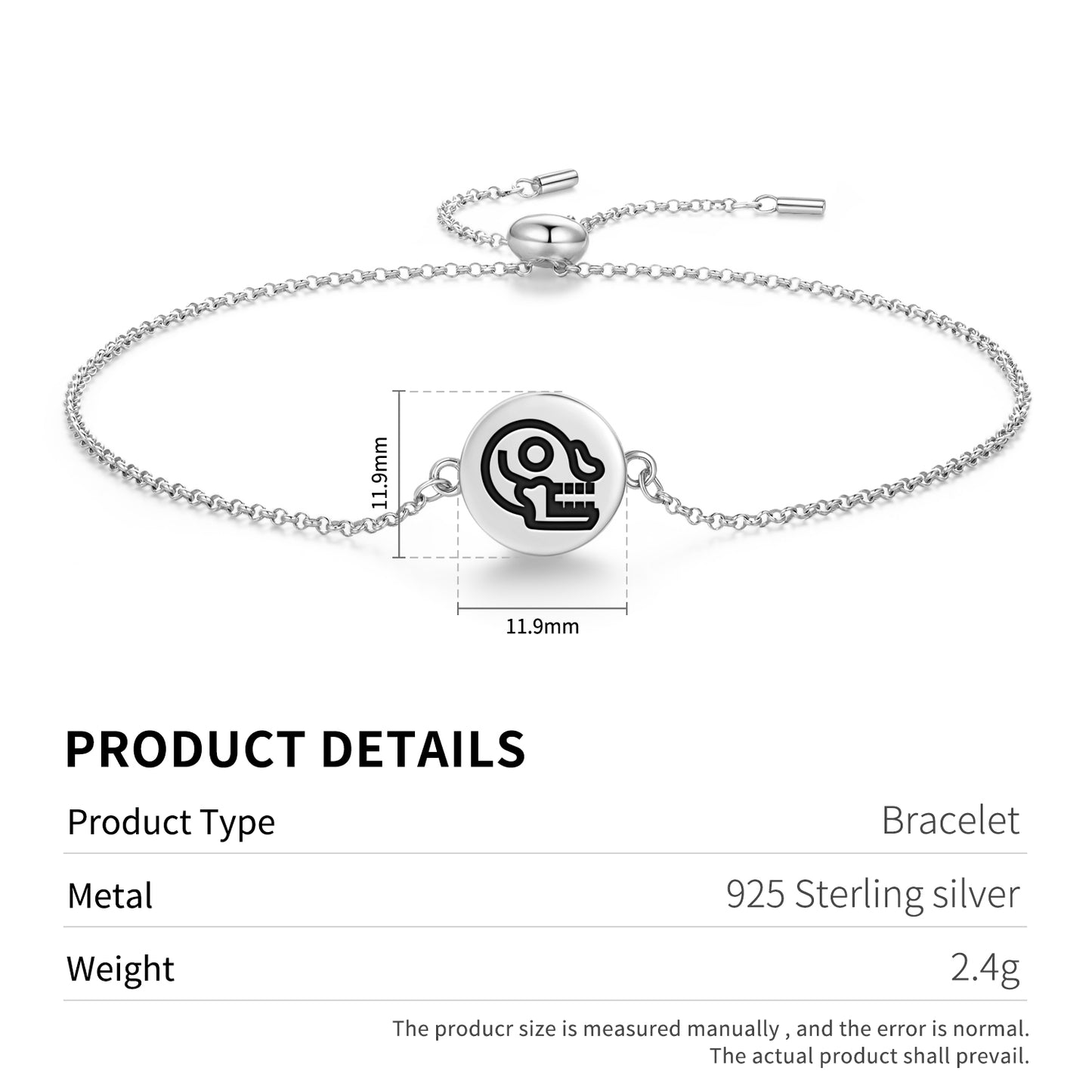 Miquiztli Aztec Symbols Adjustable Bracelet