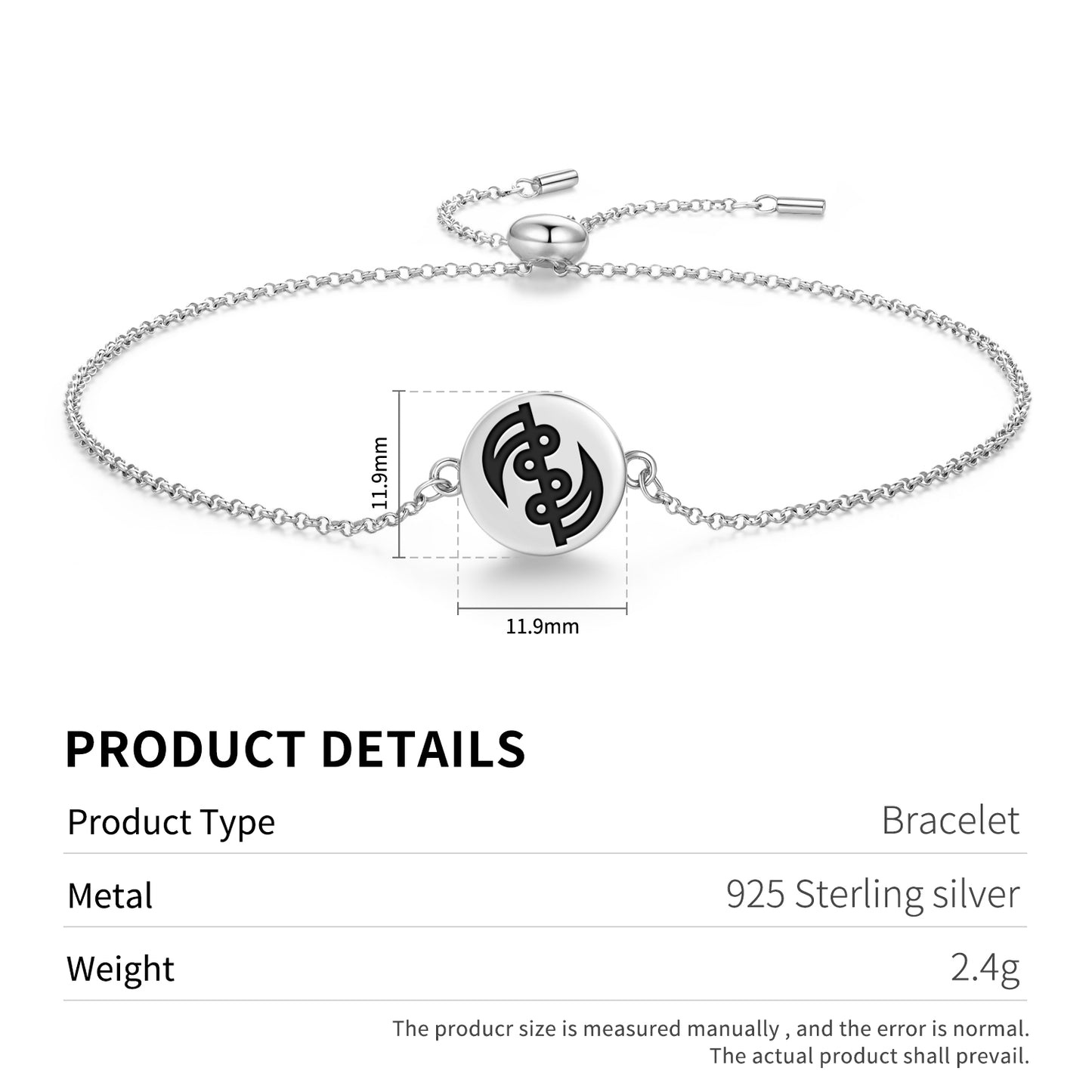 Gye Nyame Adinkra Symbols Adjustable Bracelet