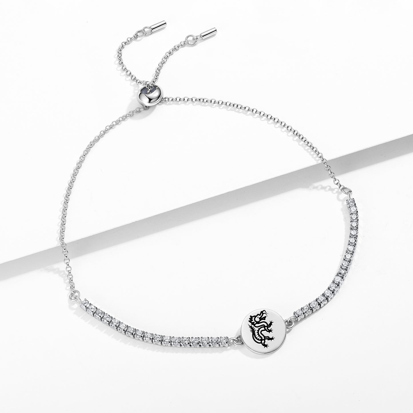 Panlong Dragon Chinese Symbols Adjustable Bracelet