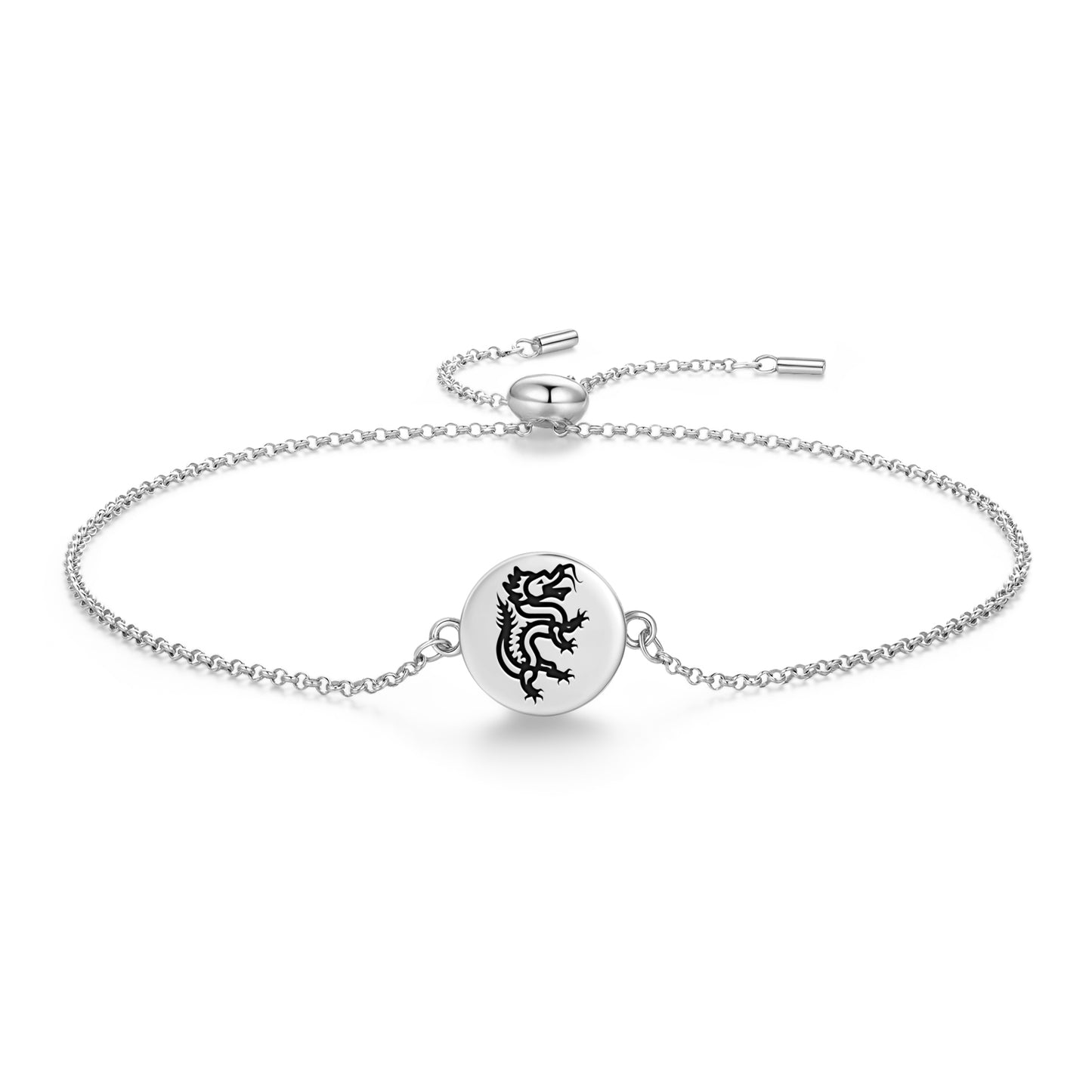 Panlong Dragon Chinese Symbols Adjustable Bracelet