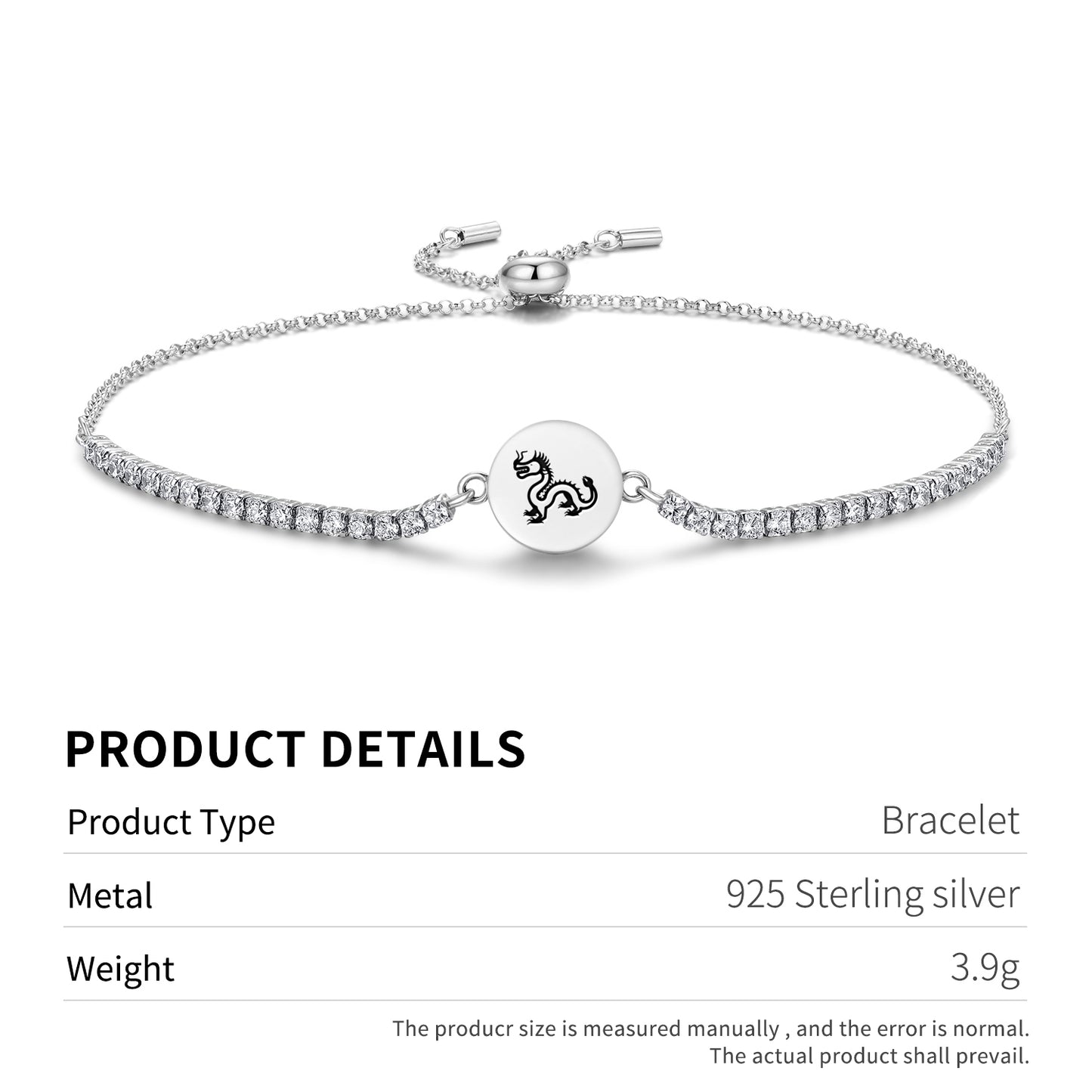 Shenlong Dragon Chinese Symbols Adjustable Bracelet