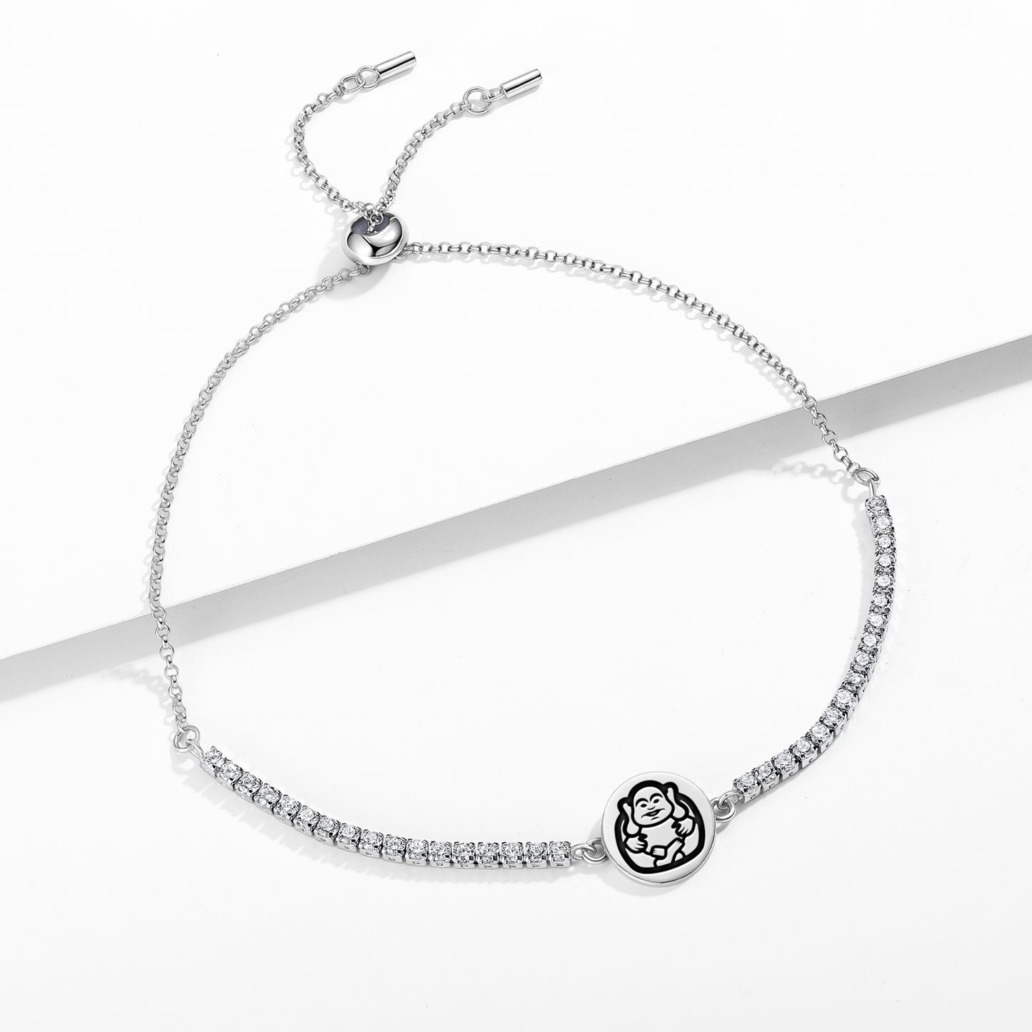 Laughing Buddha Chinese Symbols Adjustable Bracelet