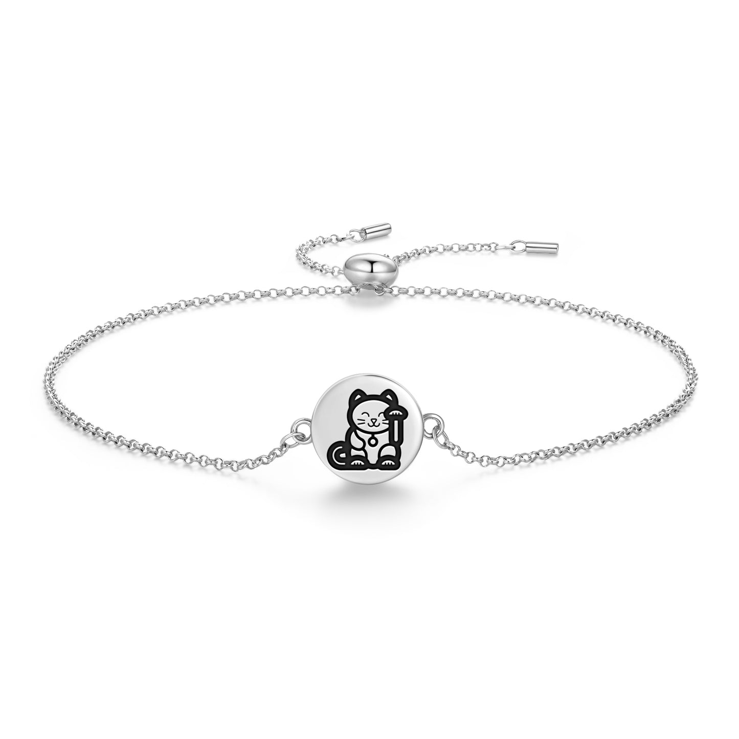 Lucky Cat Chinese Symbols Adjustable Bracelet