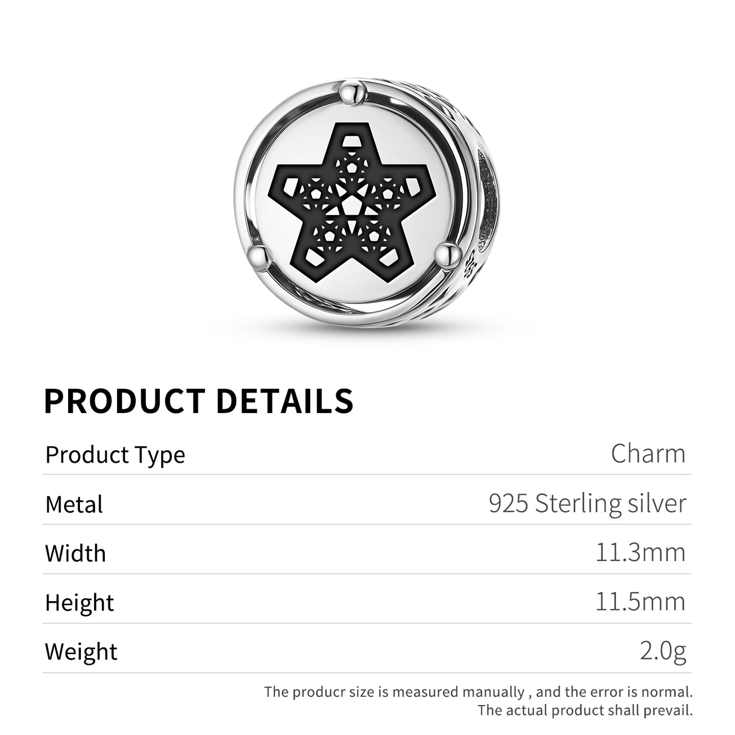 5 Pointed Star-Golden Ratio Sacred Geometry Symbols Charm