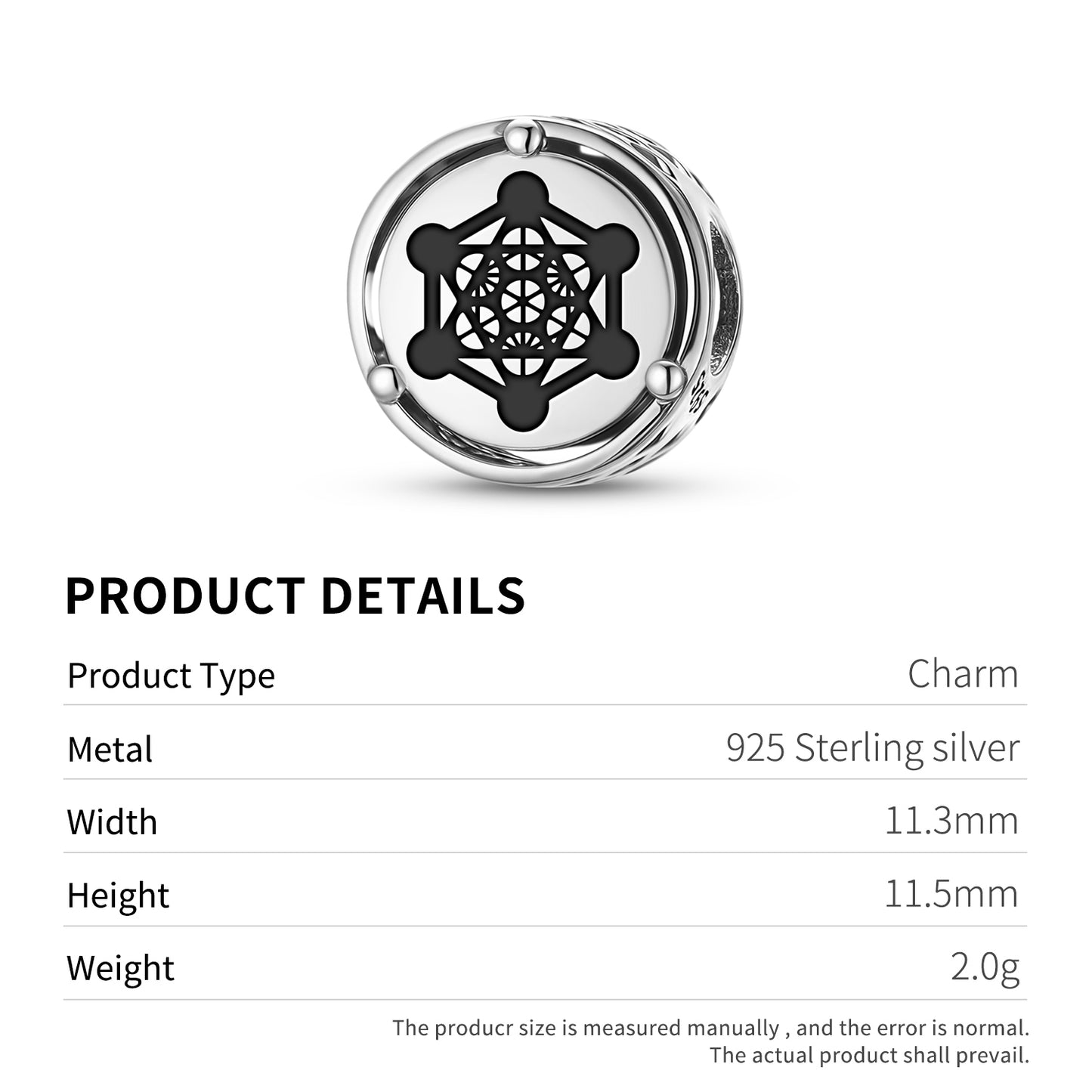 Metatron's Cube Sacred Geometry Symbols Charm