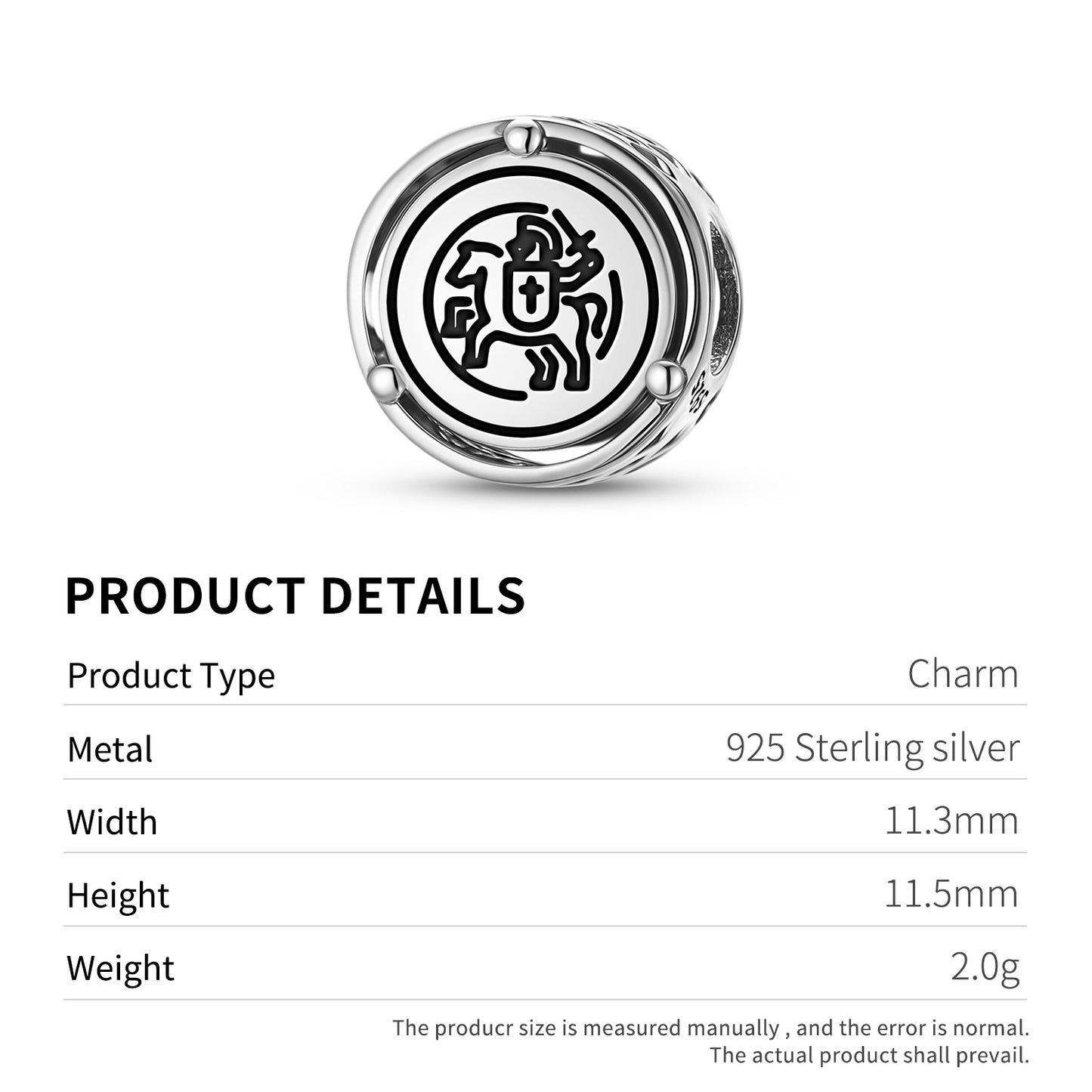 Knight on the Horse Templar Symbols Charm