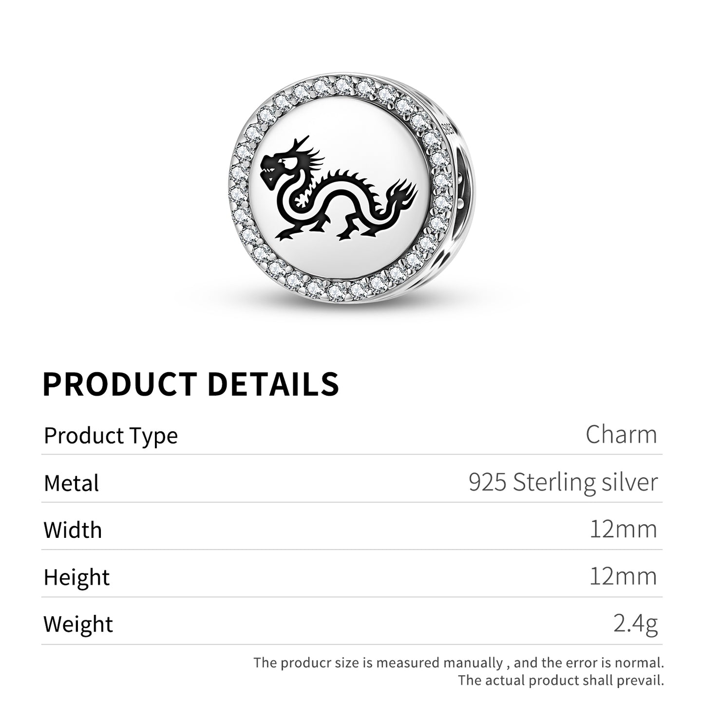 Qiulong Dragon Chinese Symbols Charm