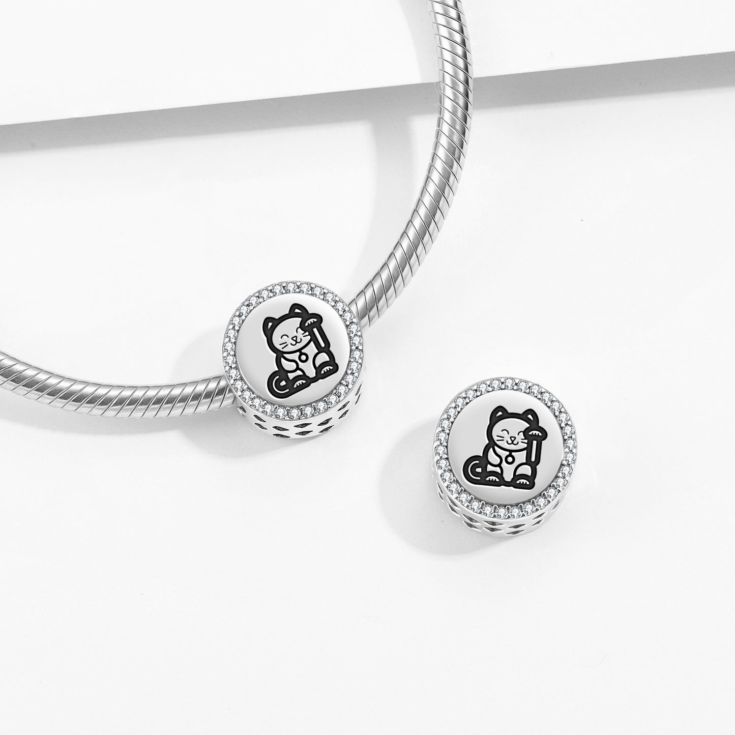 Lucky Cat Chinese Symbols Charm