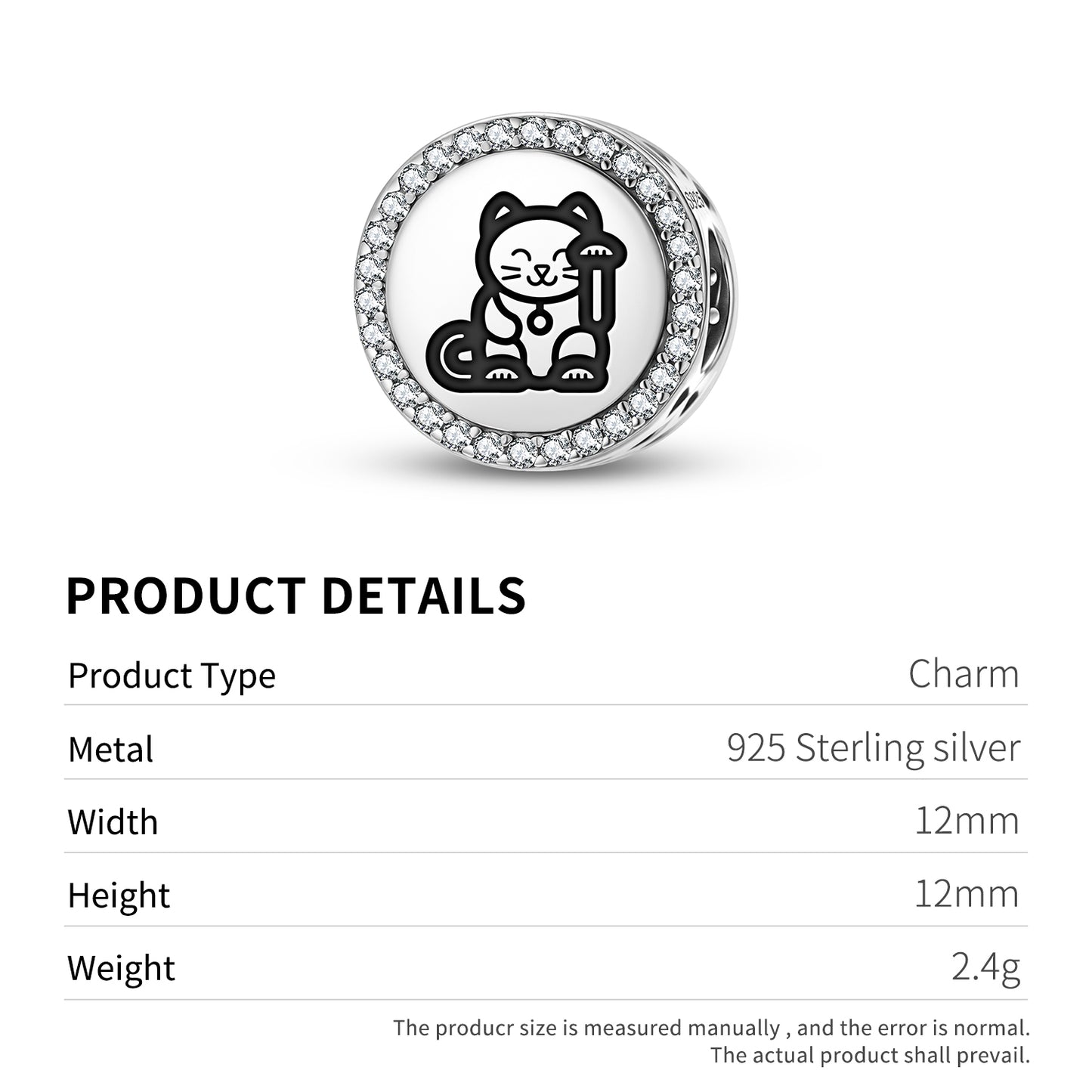 Lucky Cat Chinese Symbols Charm