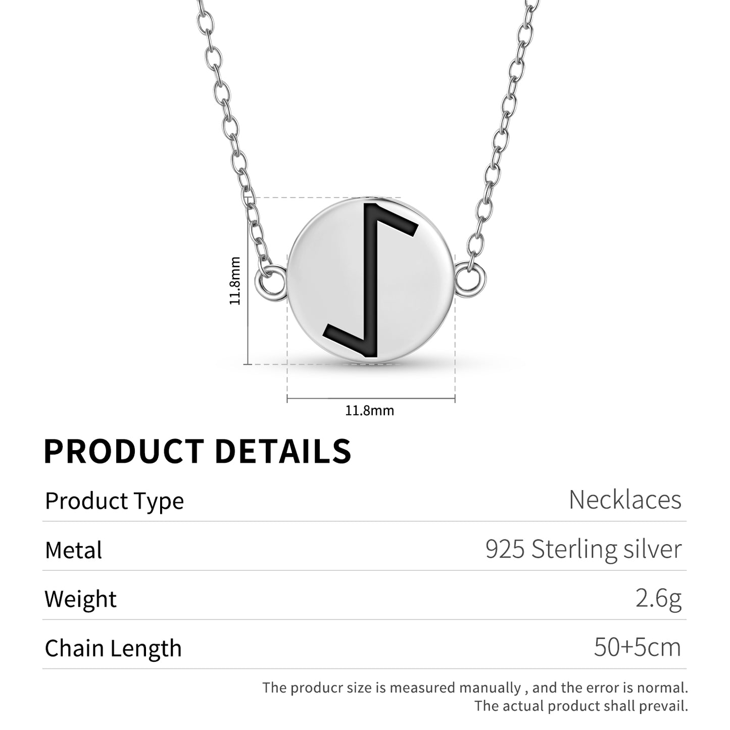 Eiwaz Norse Runes Symbols Necklace