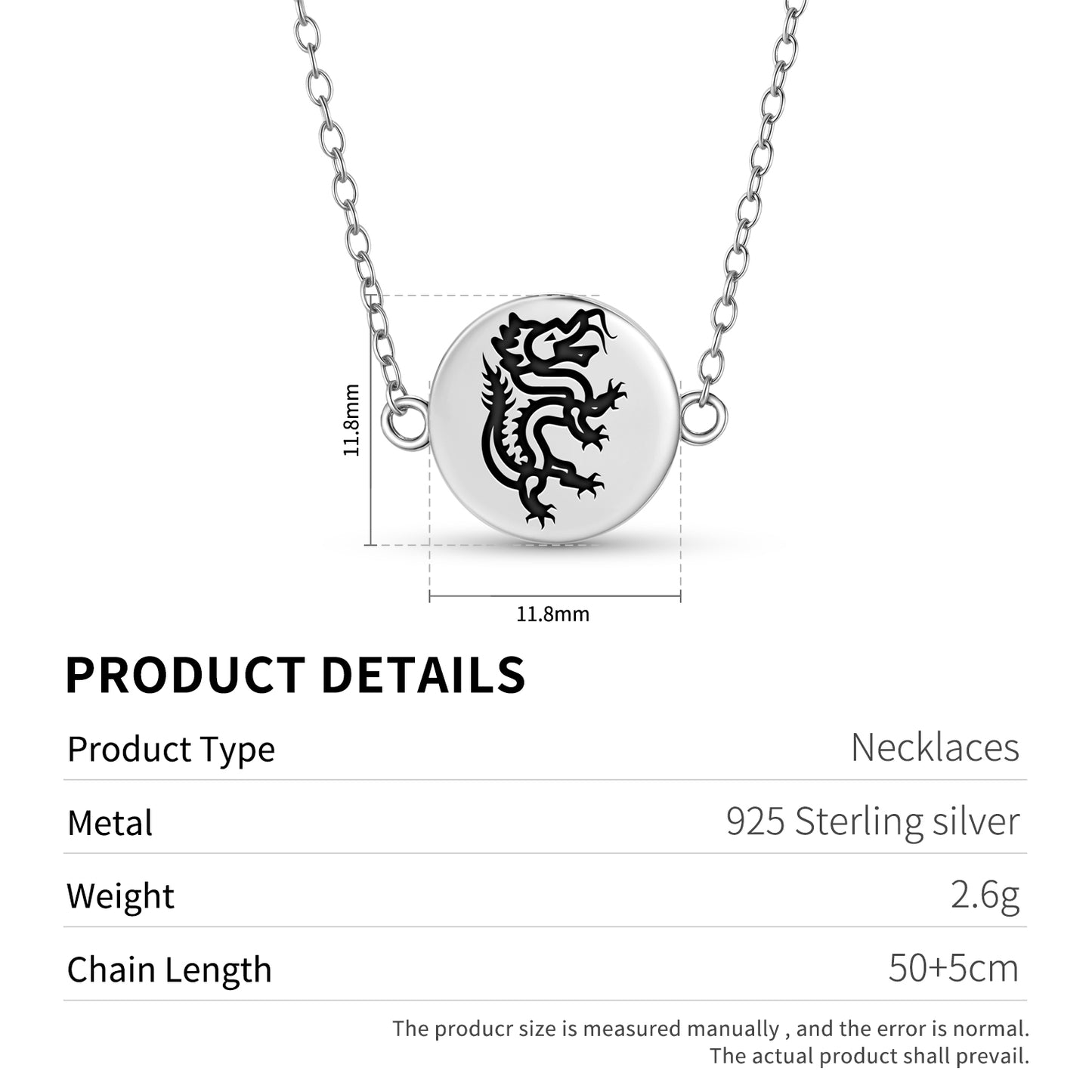Panlong Dragon Chinese Symbols Necklace