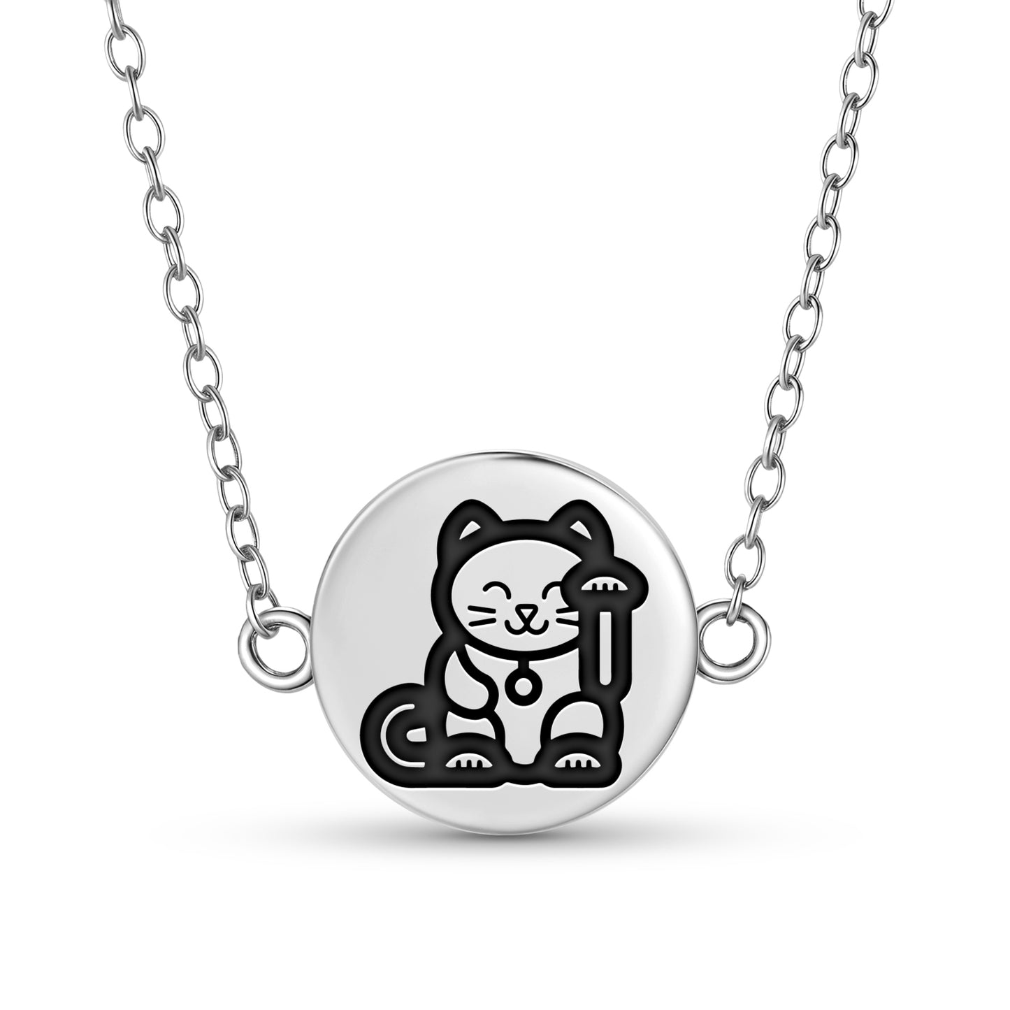 Lucky Cat Chinese Symbols Necklace