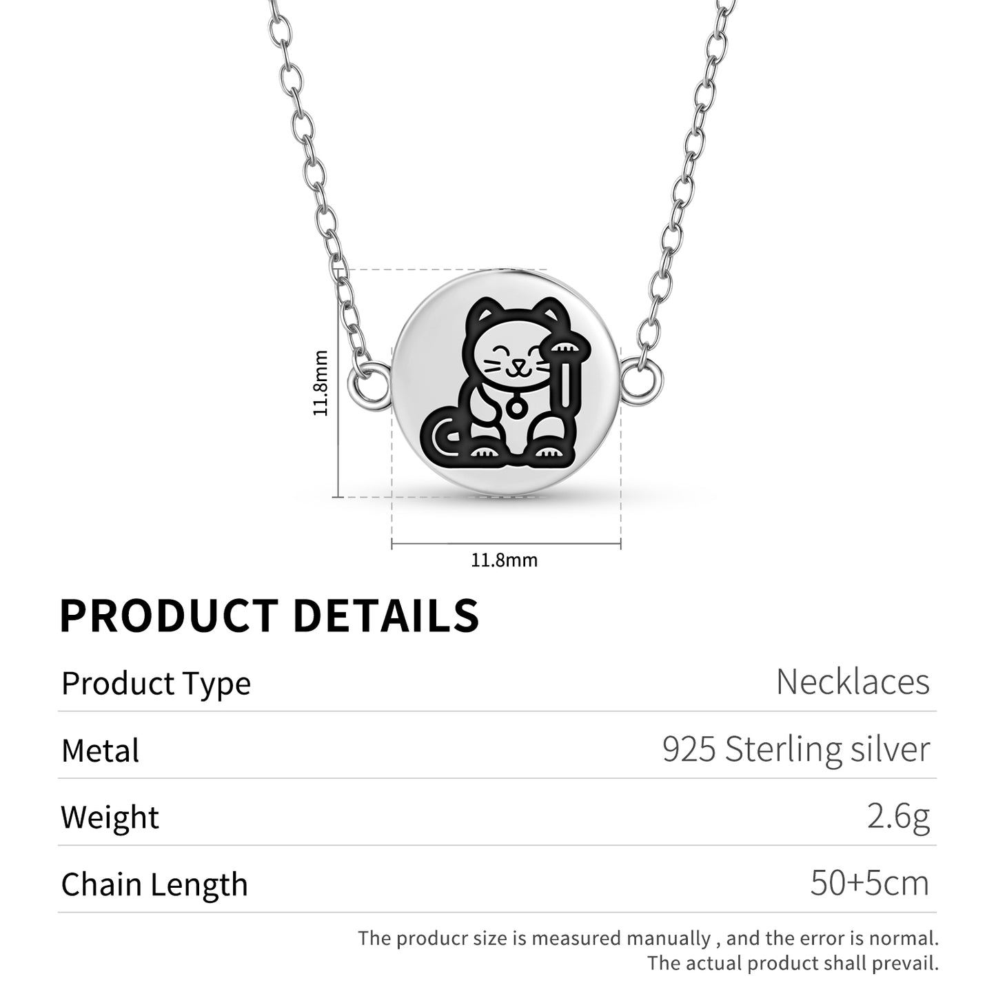 Lucky Cat Chinese Symbols Necklace