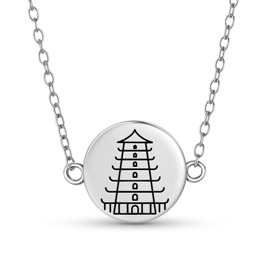 Pagoda Tower Feng shui Symbols Necklace