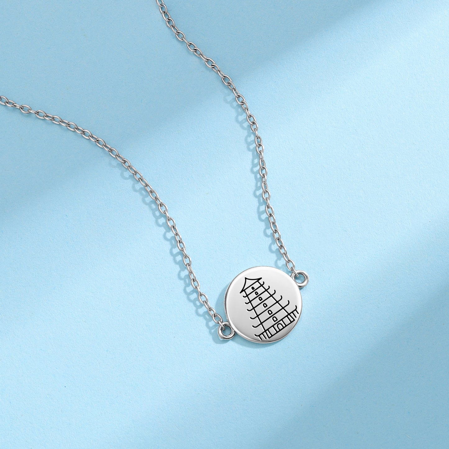 Pagoda Tower Feng shui Symbols Necklace