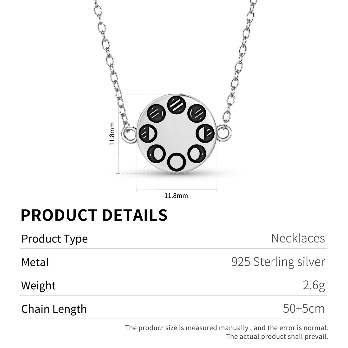 Moon Phases Wicca Symbols Necklace