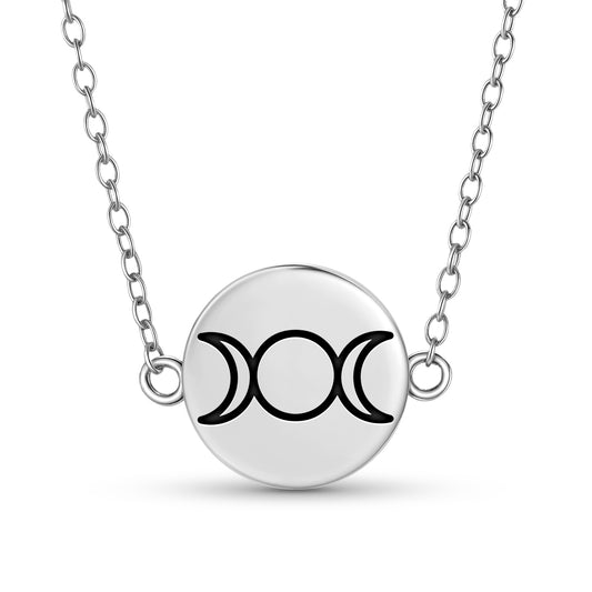 Triple Goddess Wicca Symbols Necklace