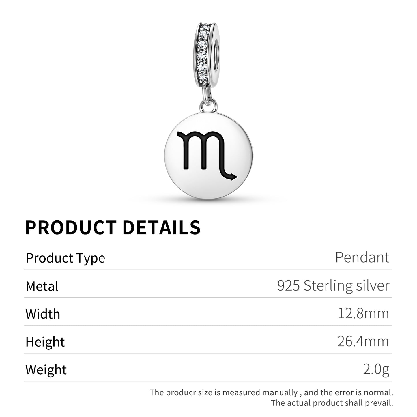 Scorpio Astrology Symbols Pendant Dangle Charm