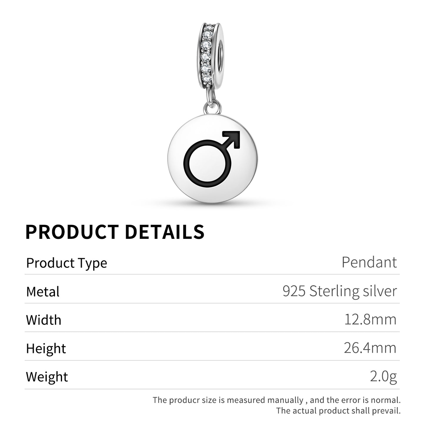 Mars Astrology Symbols Pendant Dangle Charm