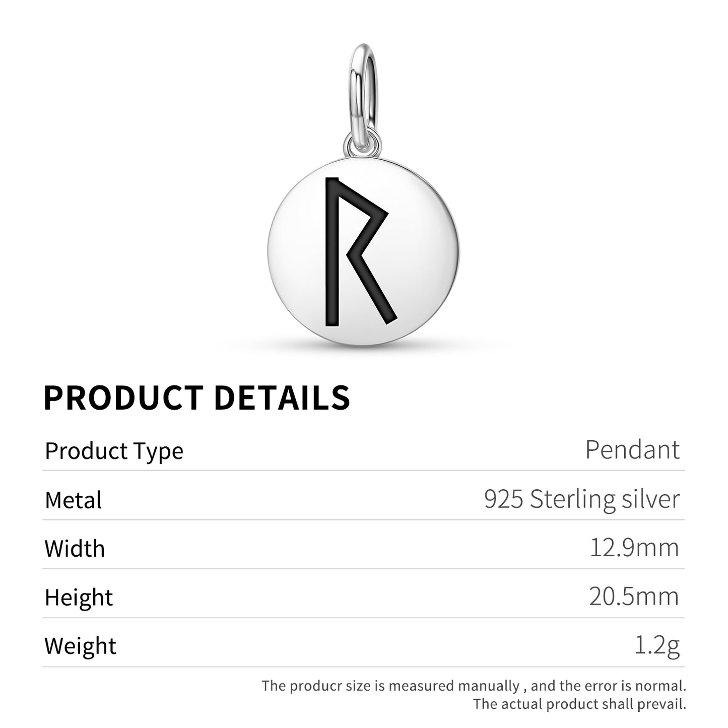 Raidho Norse Runes Symbols Pendant Dangle Charm