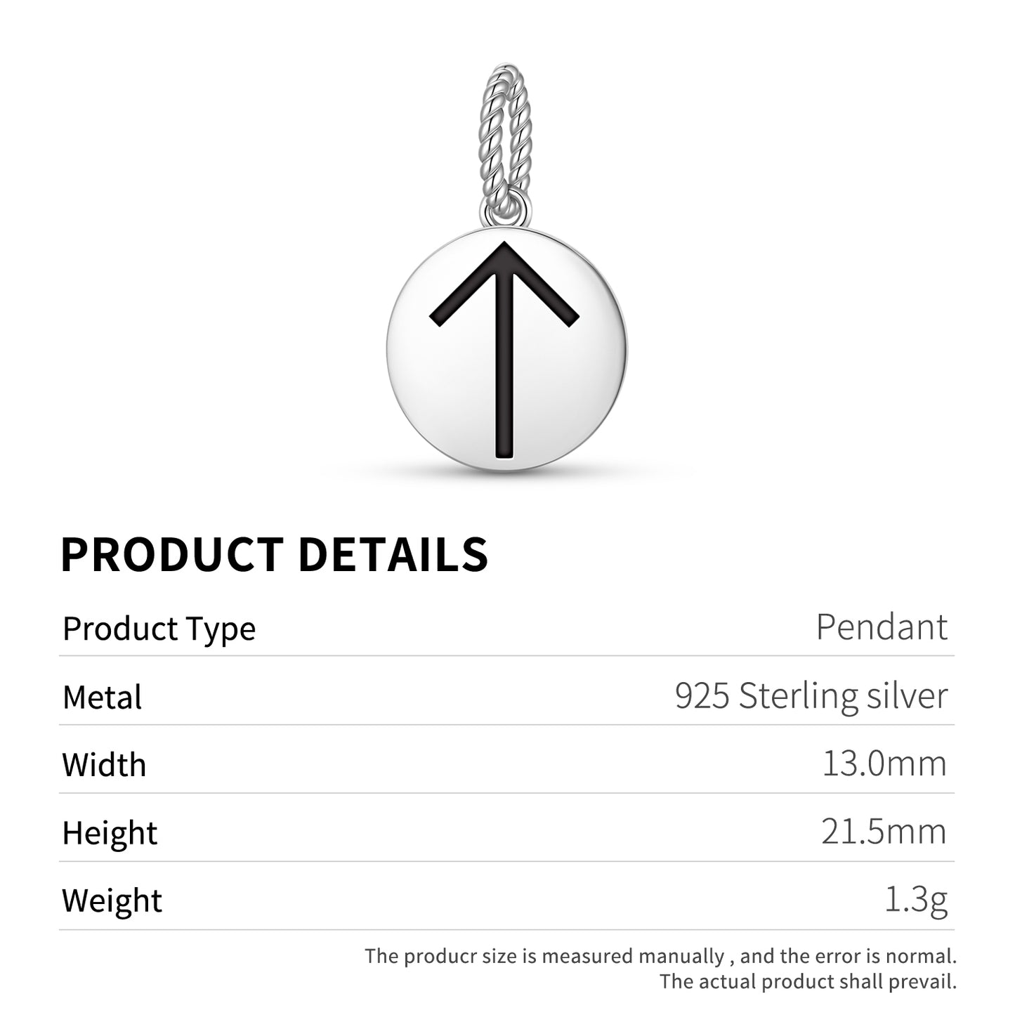 Tiwaz Norse Runes Symbols Pendant Dangle Charm