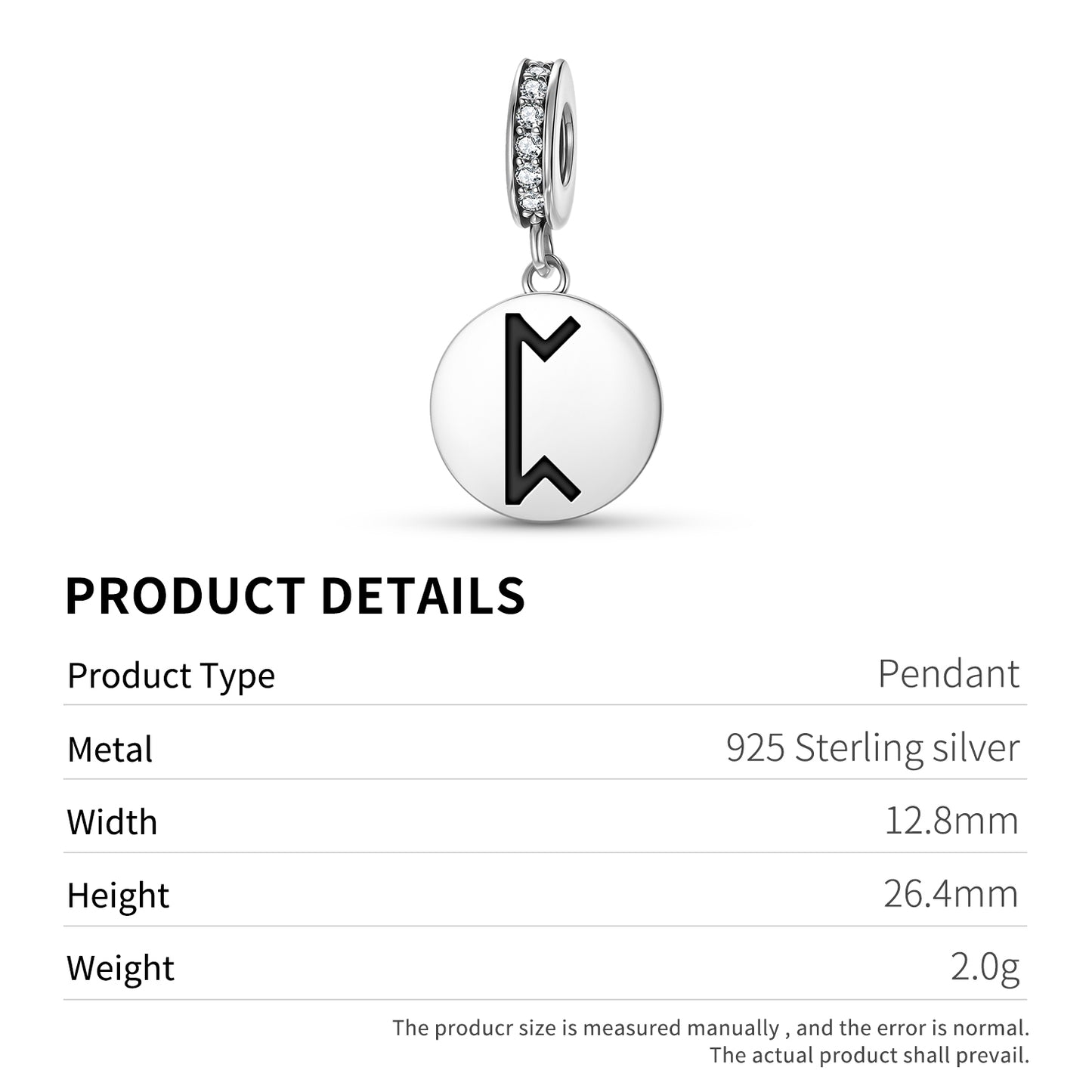 Pertho Norse Runes Symbols Pendant Dangle Charm