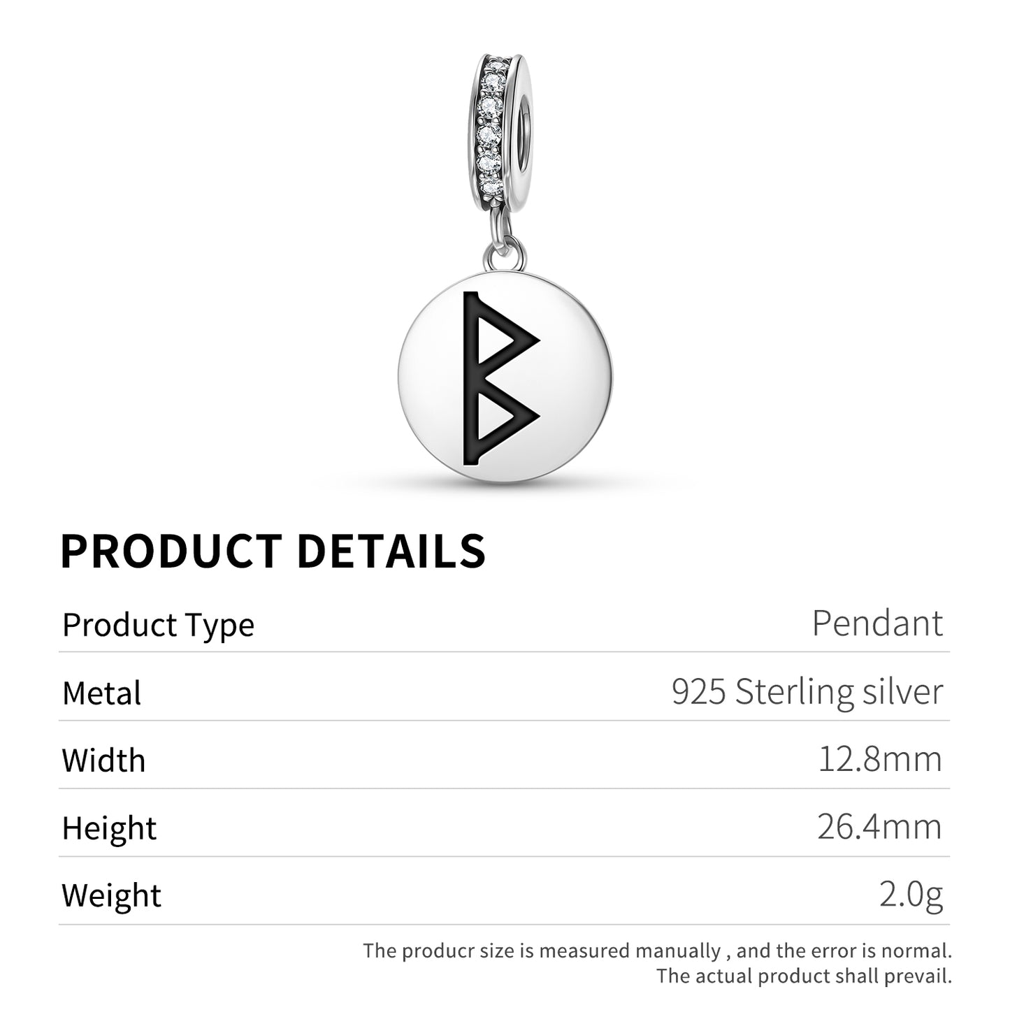 Berkanan Norse Runes Symbols Pendant Dangle Charm