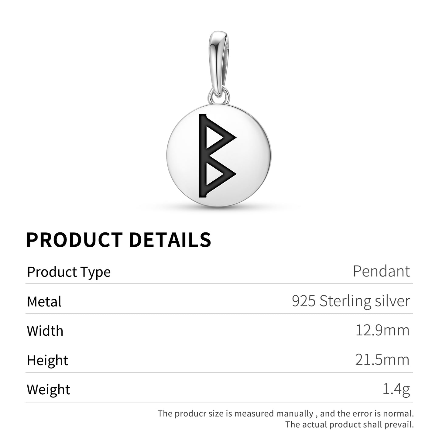 Berkanan Norse Runes Symbols Pendant Dangle Charm