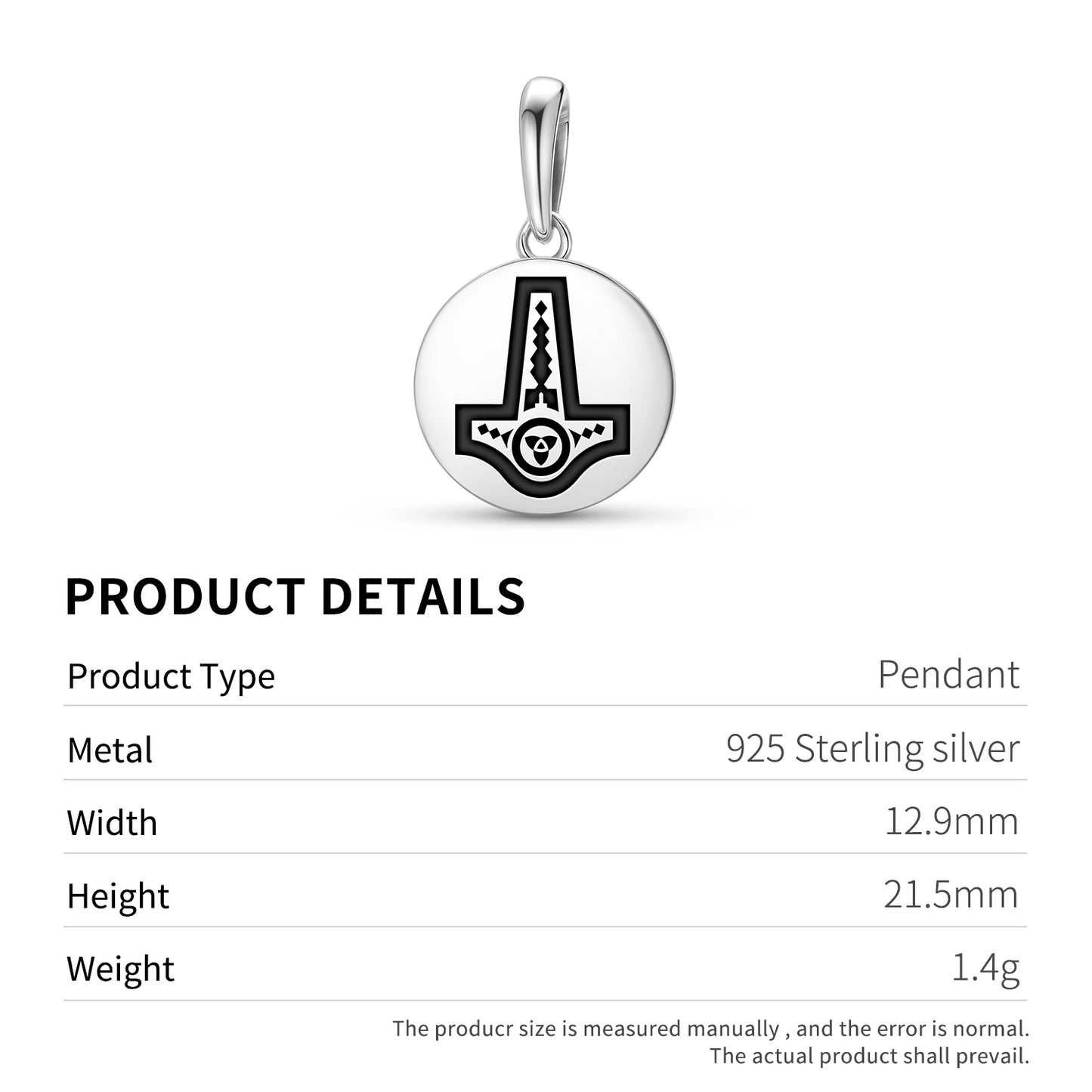 Mjolnir Norse Symbols Pendant Dangle Charm