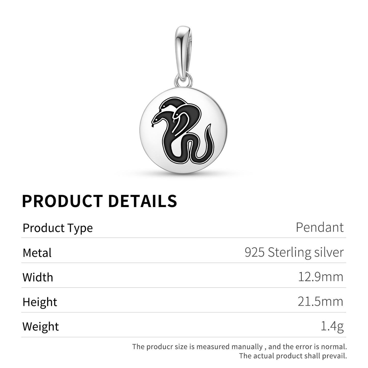 Three headed snake  Pendant Dangle Charm
