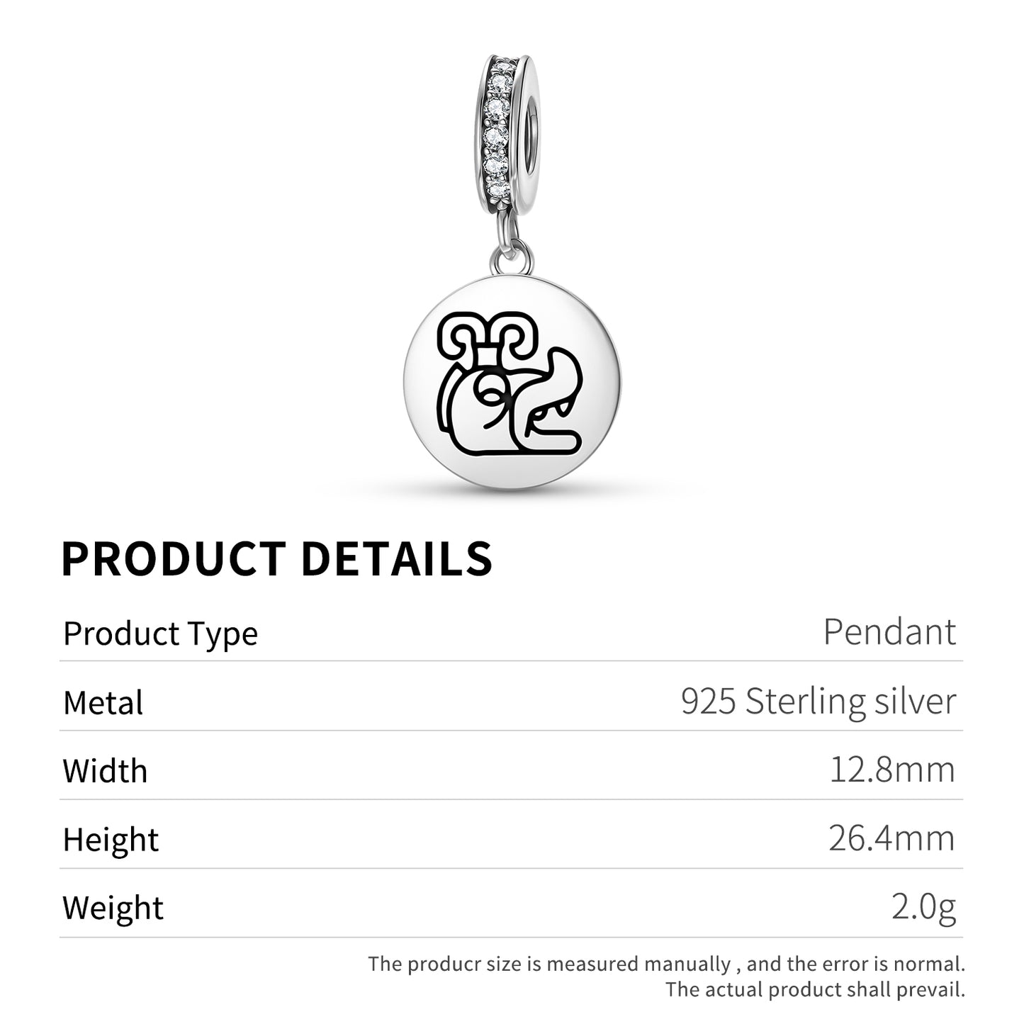 Huracan Mayan Symbols Pendant Dangle Charm