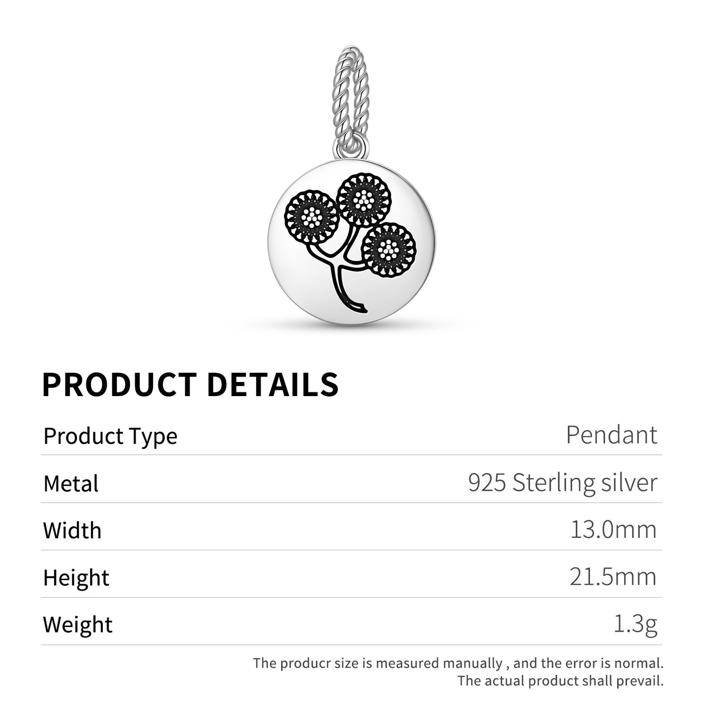 Tansy Flowers Symbols Pendant Dangle Charm