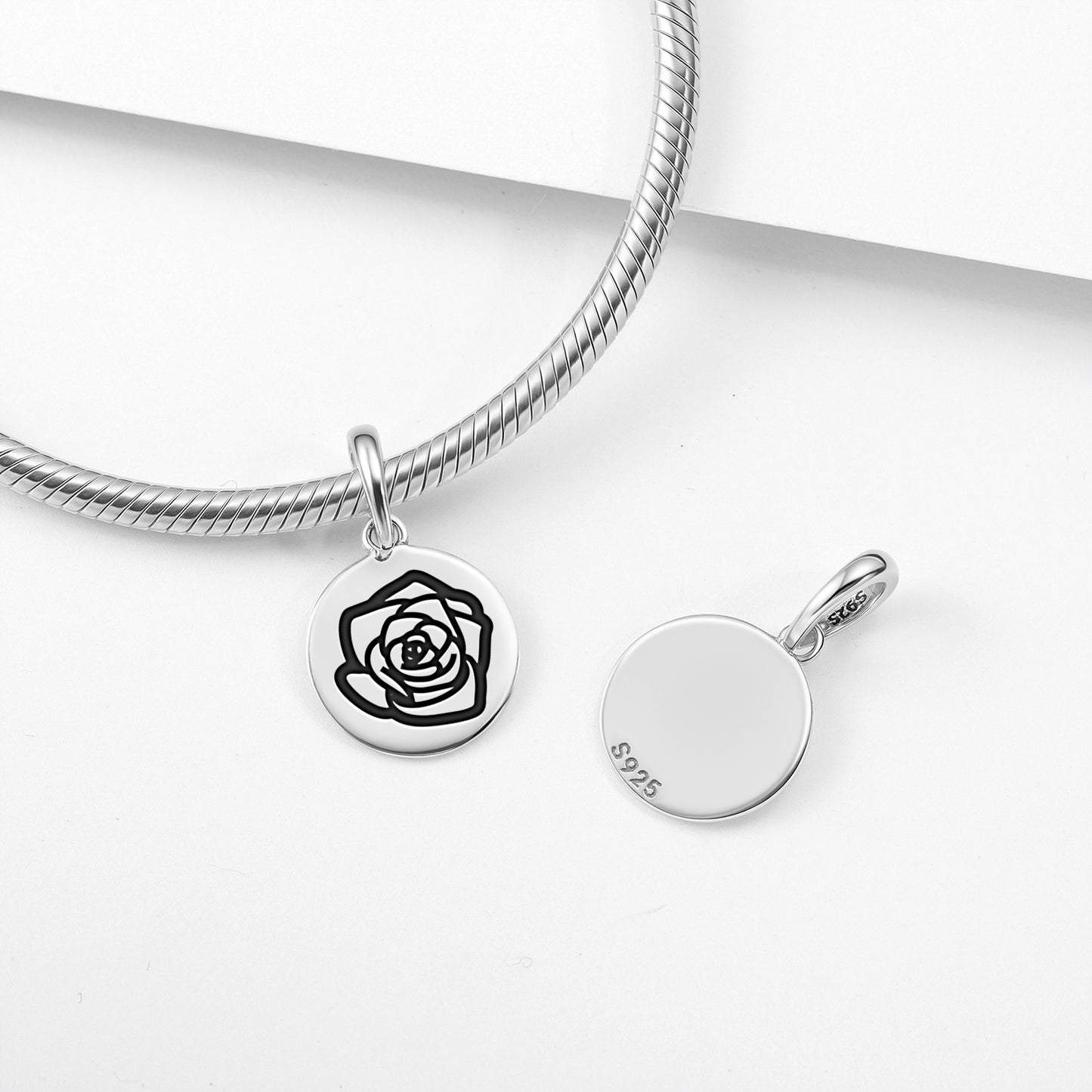 Rose Flowers Symbols Pendant Dangle Charm