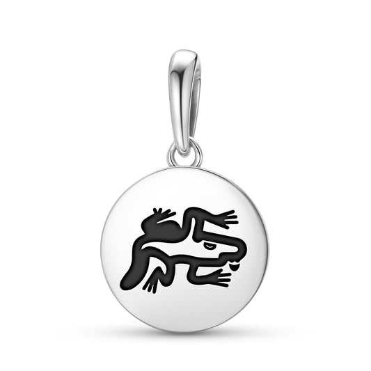 Cuetzpalin Aztec Symbols Pendant Dangle Charm