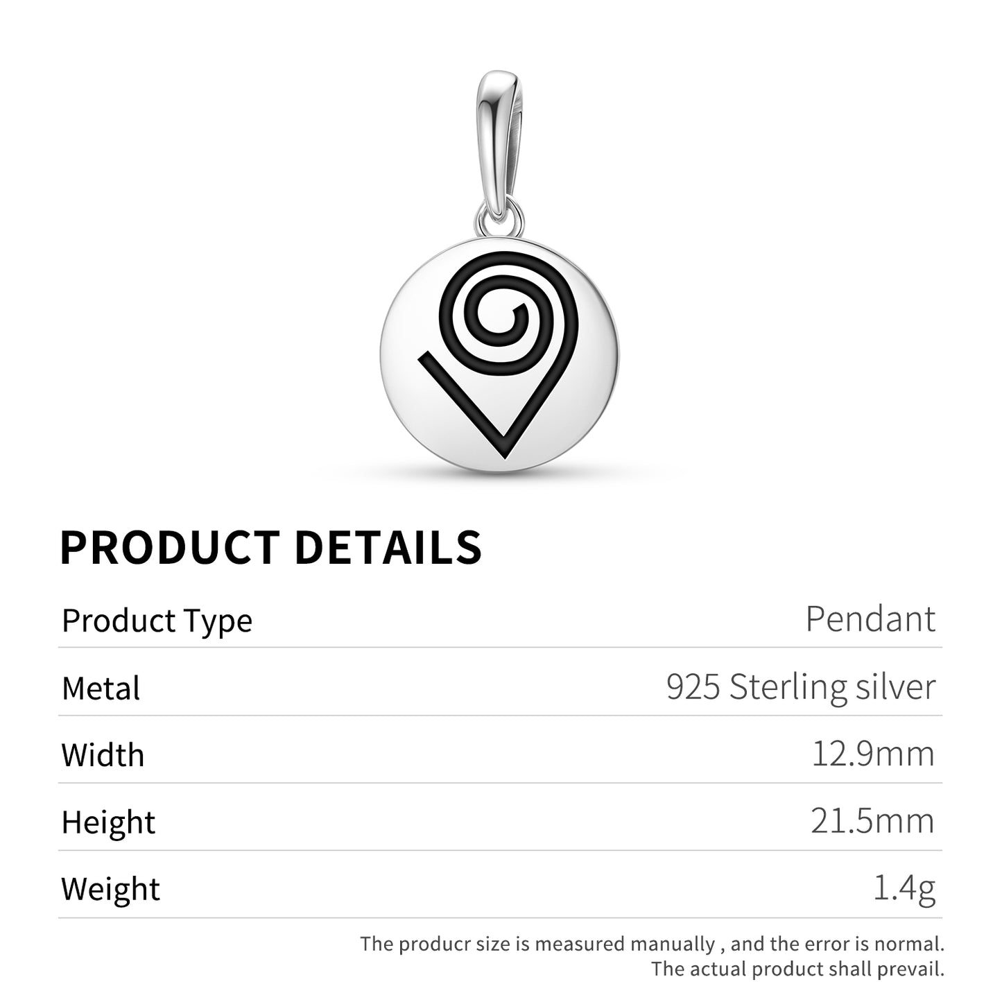 Kokuromotie Adinkra Symbols Pendant Dangle Charm
