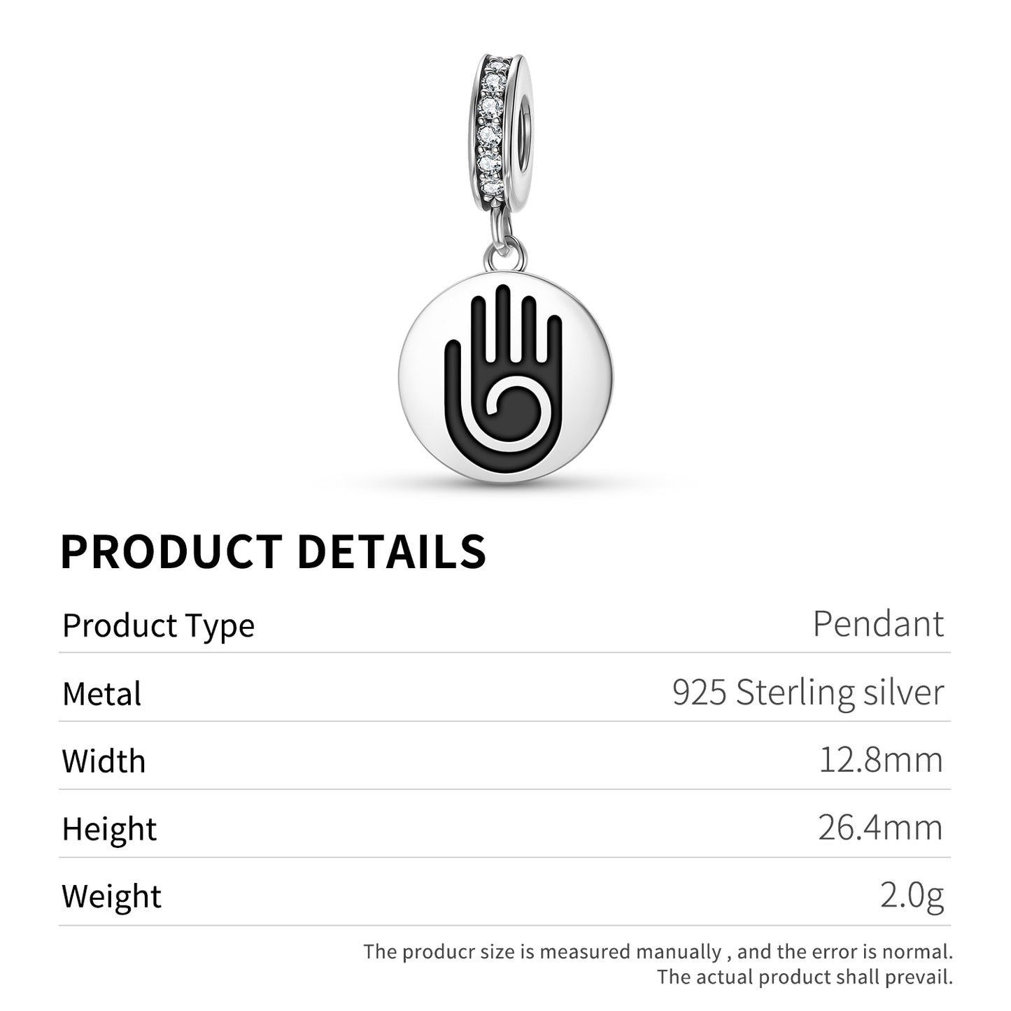 Healing Hand Hopi Symbols Pendant Dangle Charm