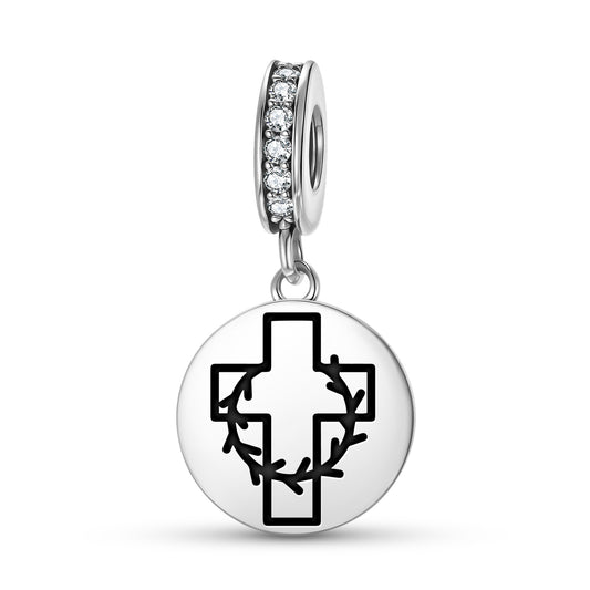 Сrown of Thorns on the Cross Templar Symbols Pendant Dangle Charm
