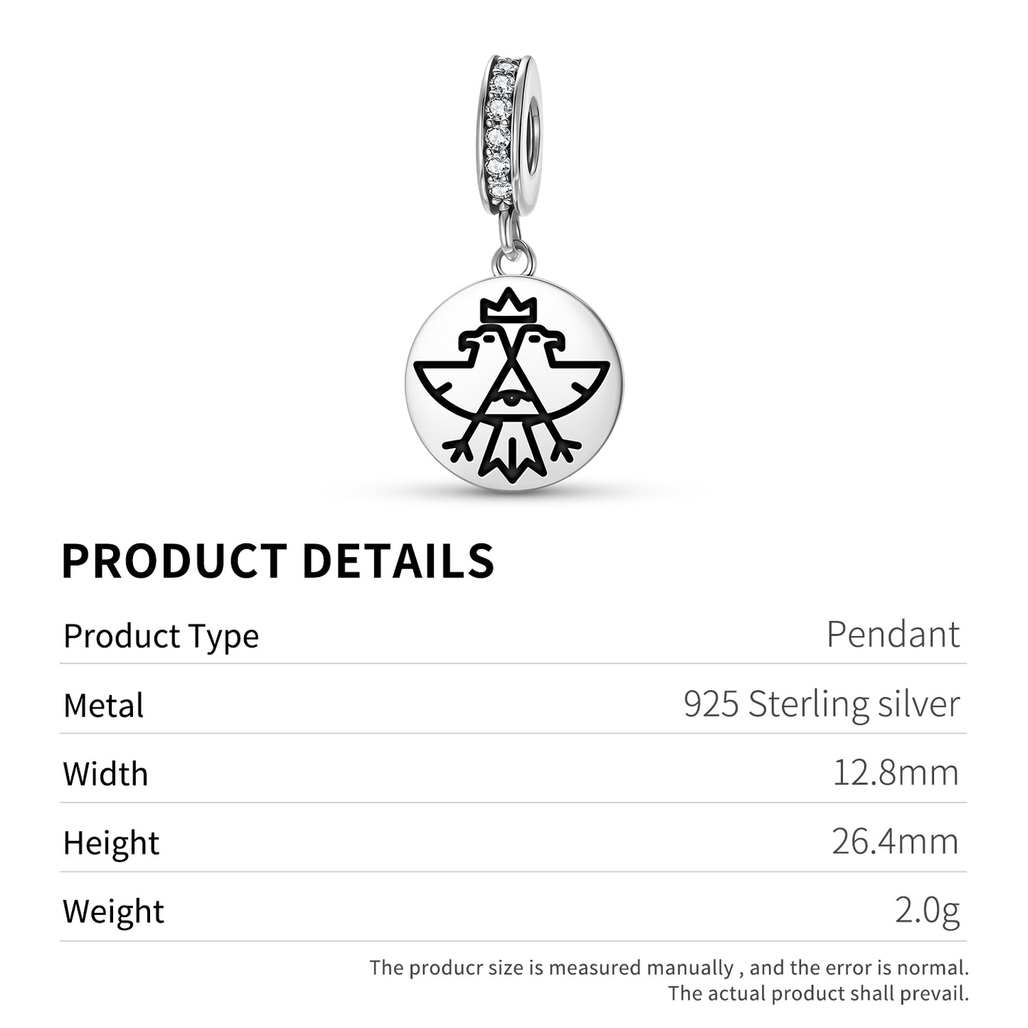 White Eagle Templar Symbols Pendant Dangle Charm