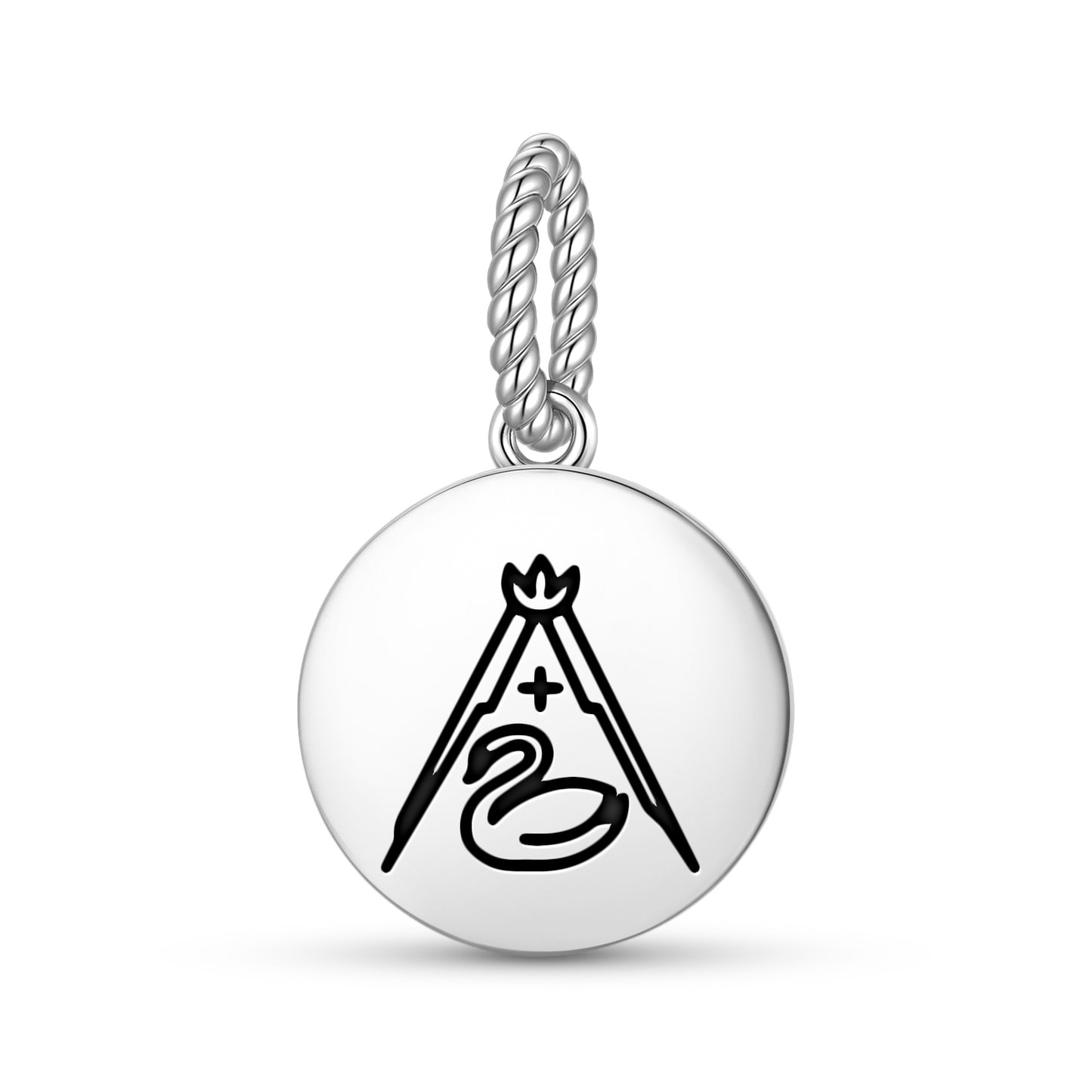 White Swan Templar Symbols Pendant Dangle Charm