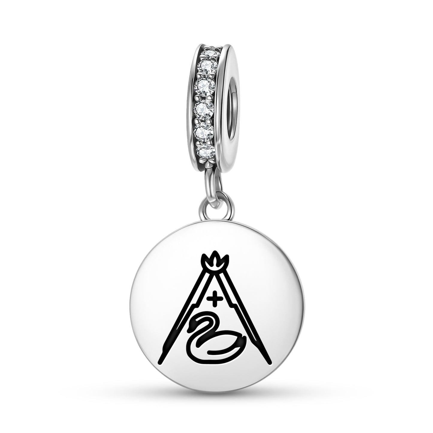 White Swan Templar Symbols Pendant Dangle Charm