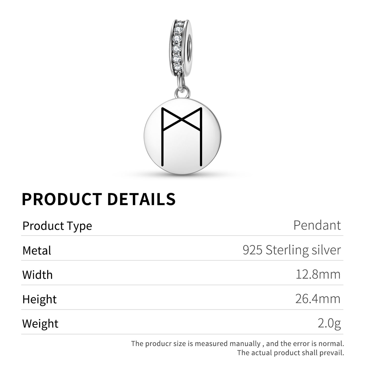 MANNAZ Reiki Symbols Pendant Dangle Charm