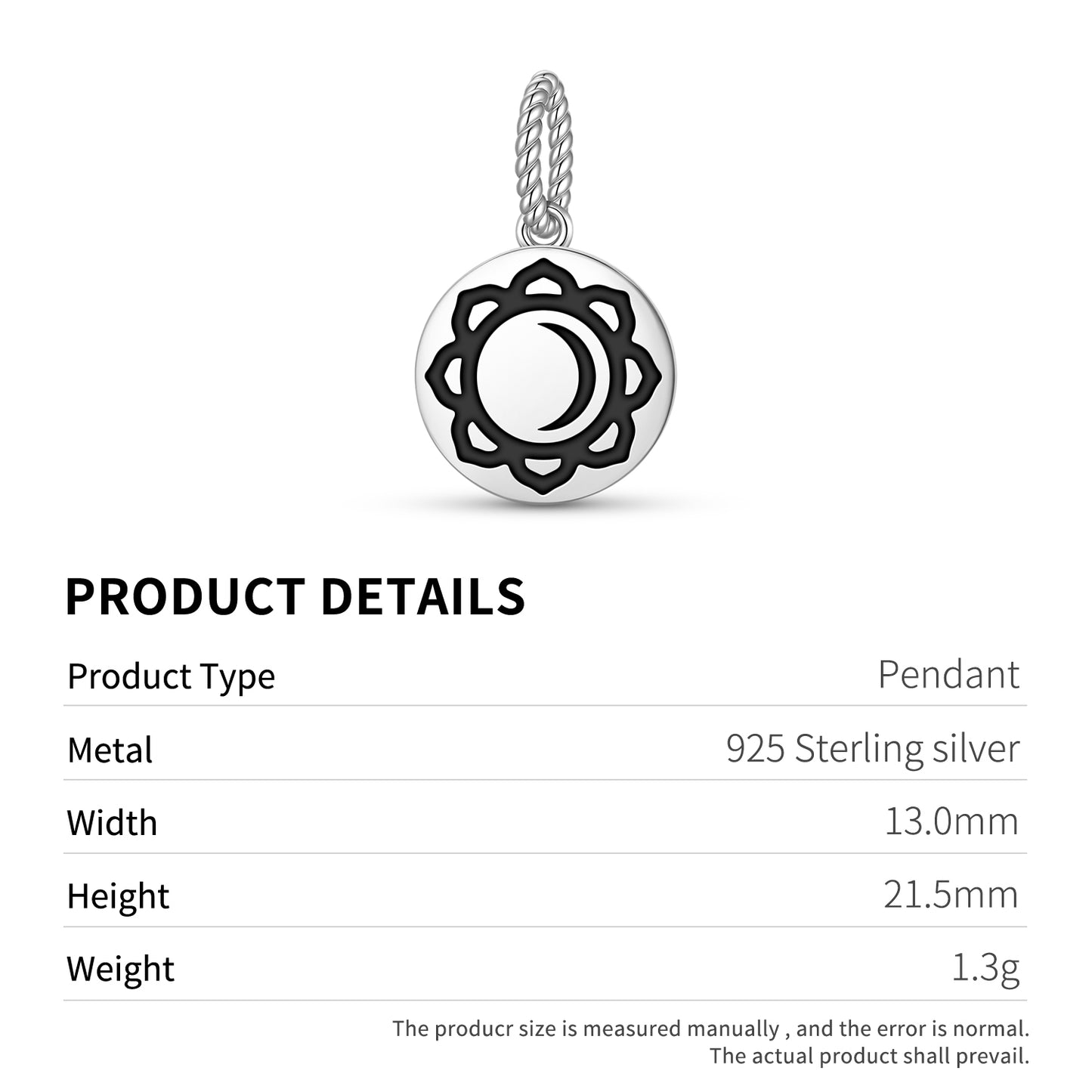 Chandra Hindu Symbols Pendant Dangle Charm