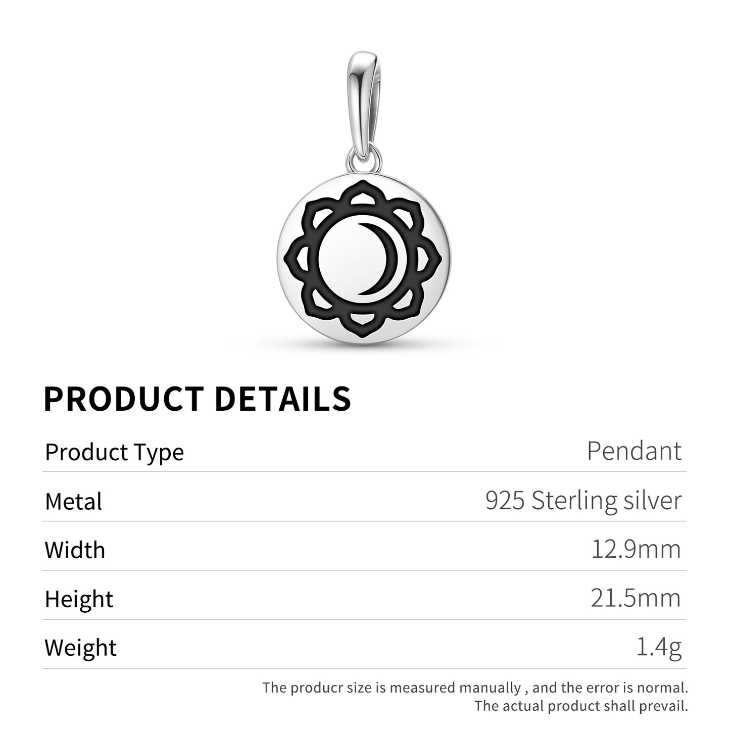 Chandra Hindu Symbols Pendant Dangle Charm