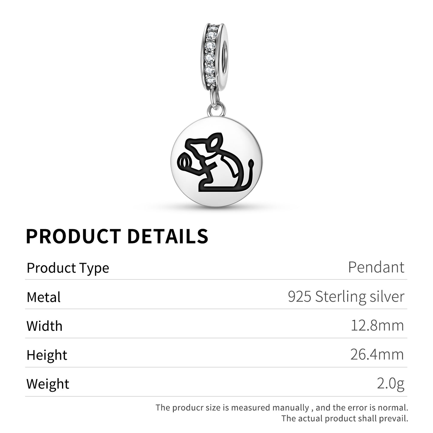 Mushak Mouse Hindu Symbols Pendant Dangle Charm